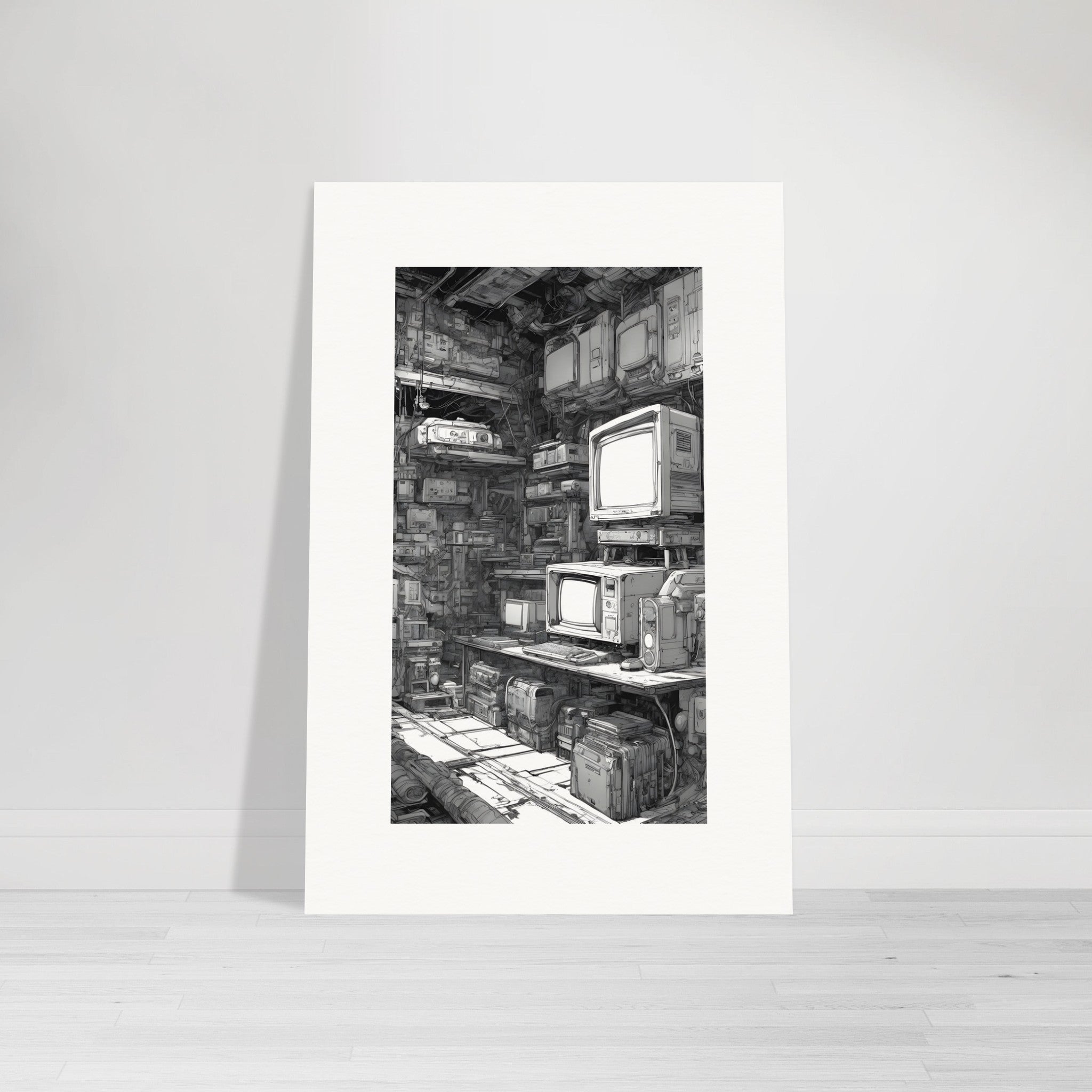 Modern black cyberpunk manga, Gaming console – Poster