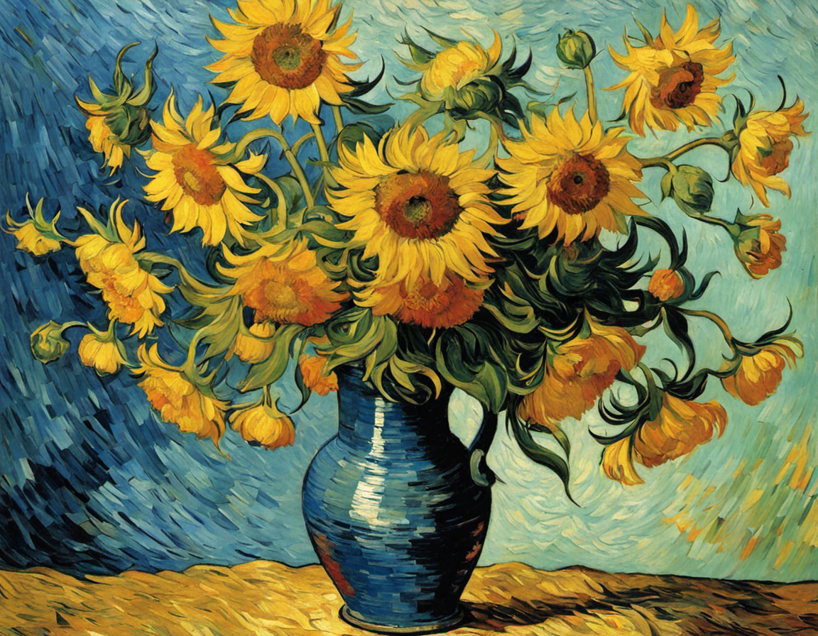Artwork showcasing the fiery clash of nature’s wild spirit and human feeling, featuring sunflowers – Poster