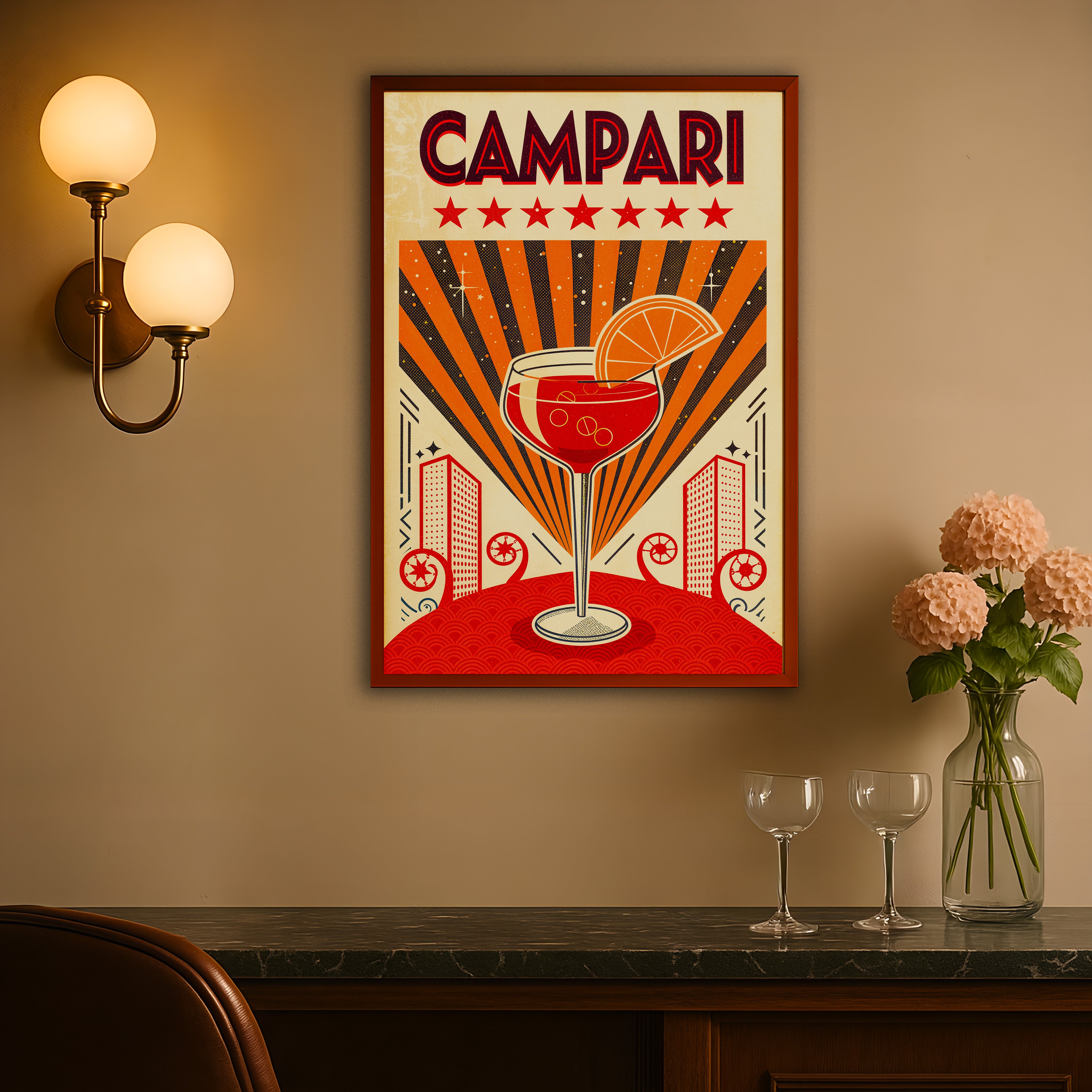 Campari Cocktail - Retro Aperitif Art Print