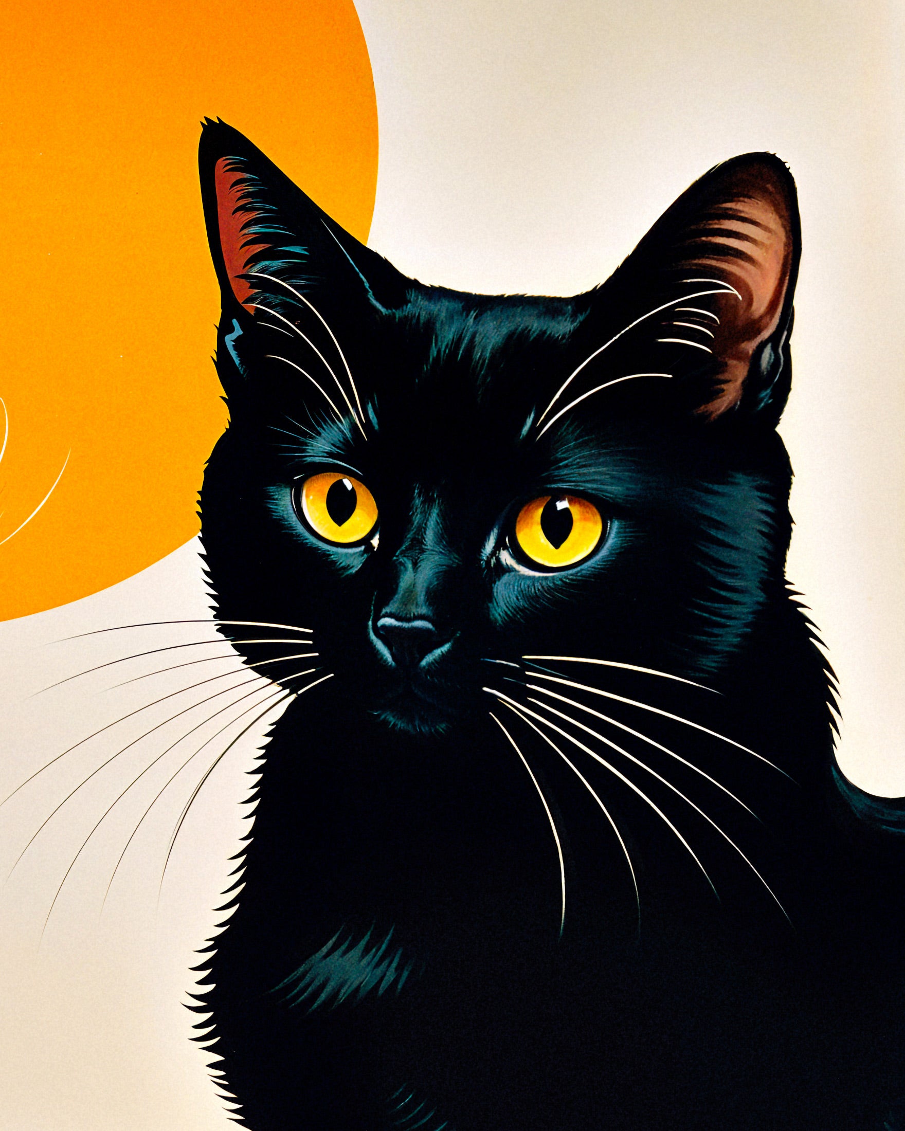 Black cat and coffee, Japanese vintage - Poster