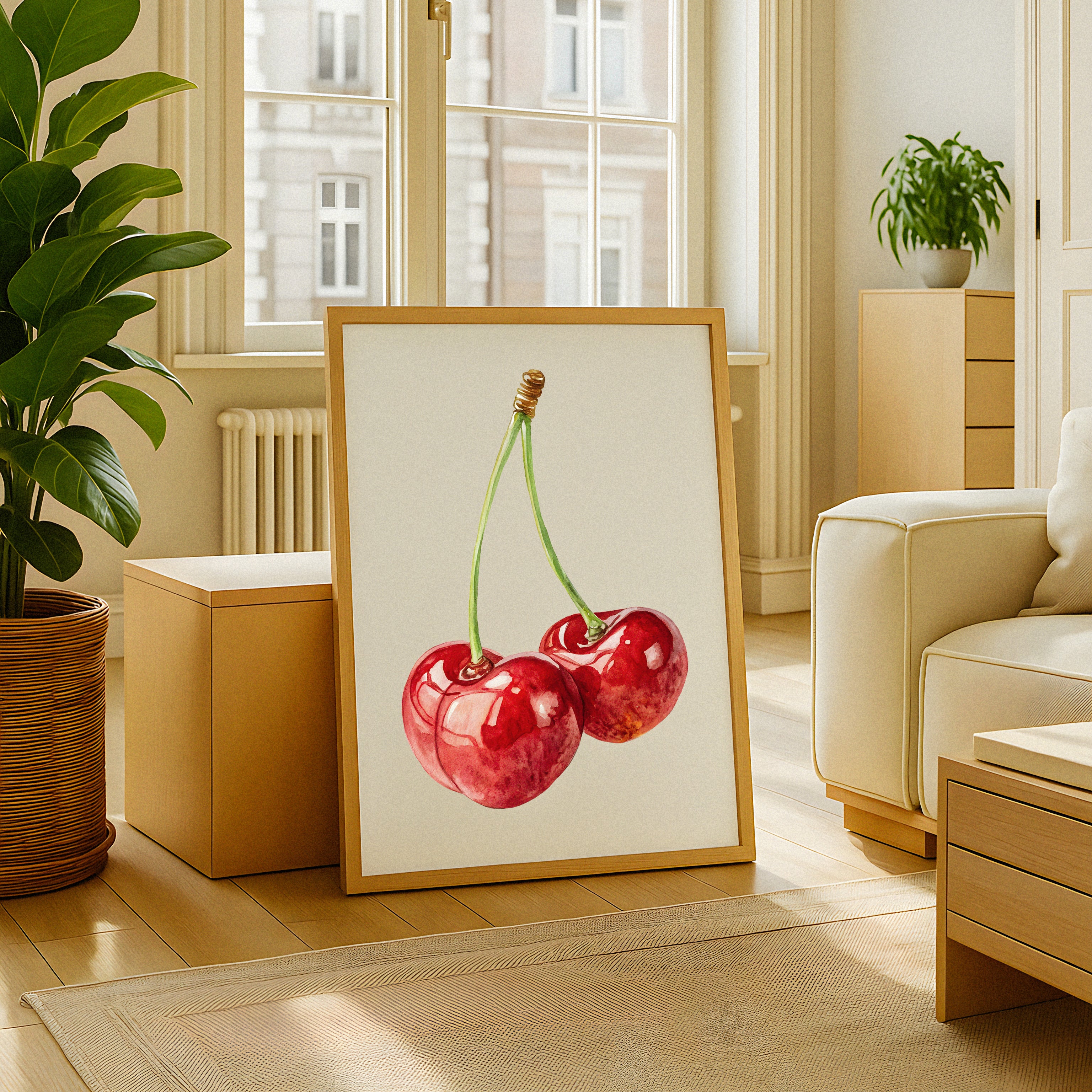 Watercolour Cherry Artwork Print – Fruity Wall Art Poster