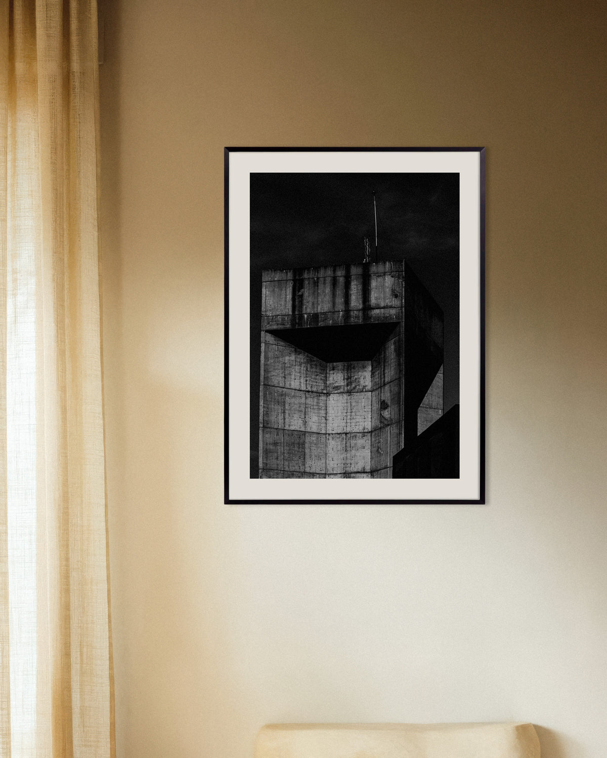 Poster of Concrete Tower Top at Night, with metal frame