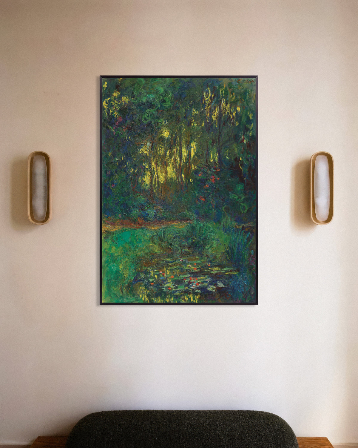 Poster of Corner of the Water Lily Pond (1918–1919) by Claude Monet, with metal frame
