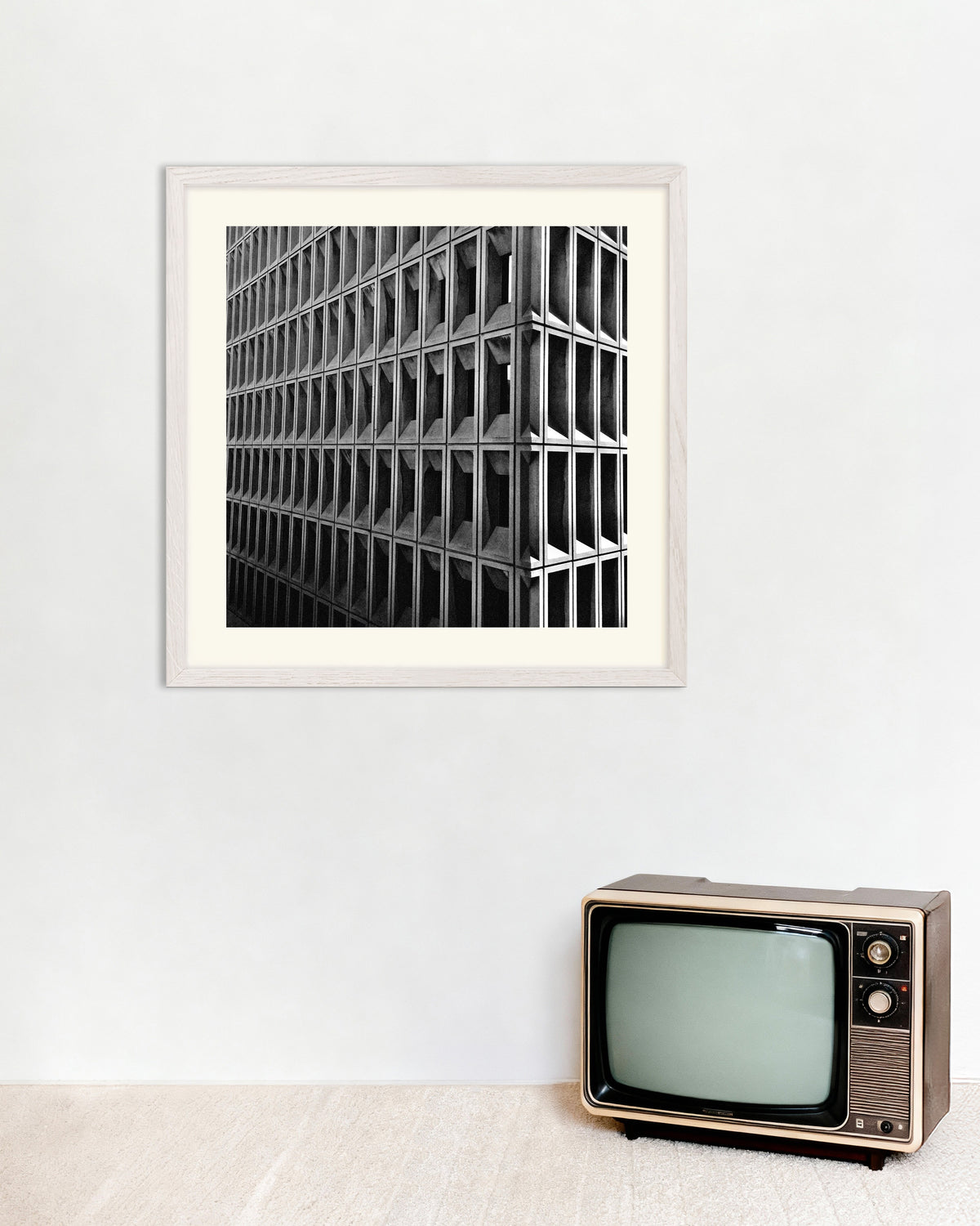 Poster of Deep Window Grid Corner, with white wooden frame