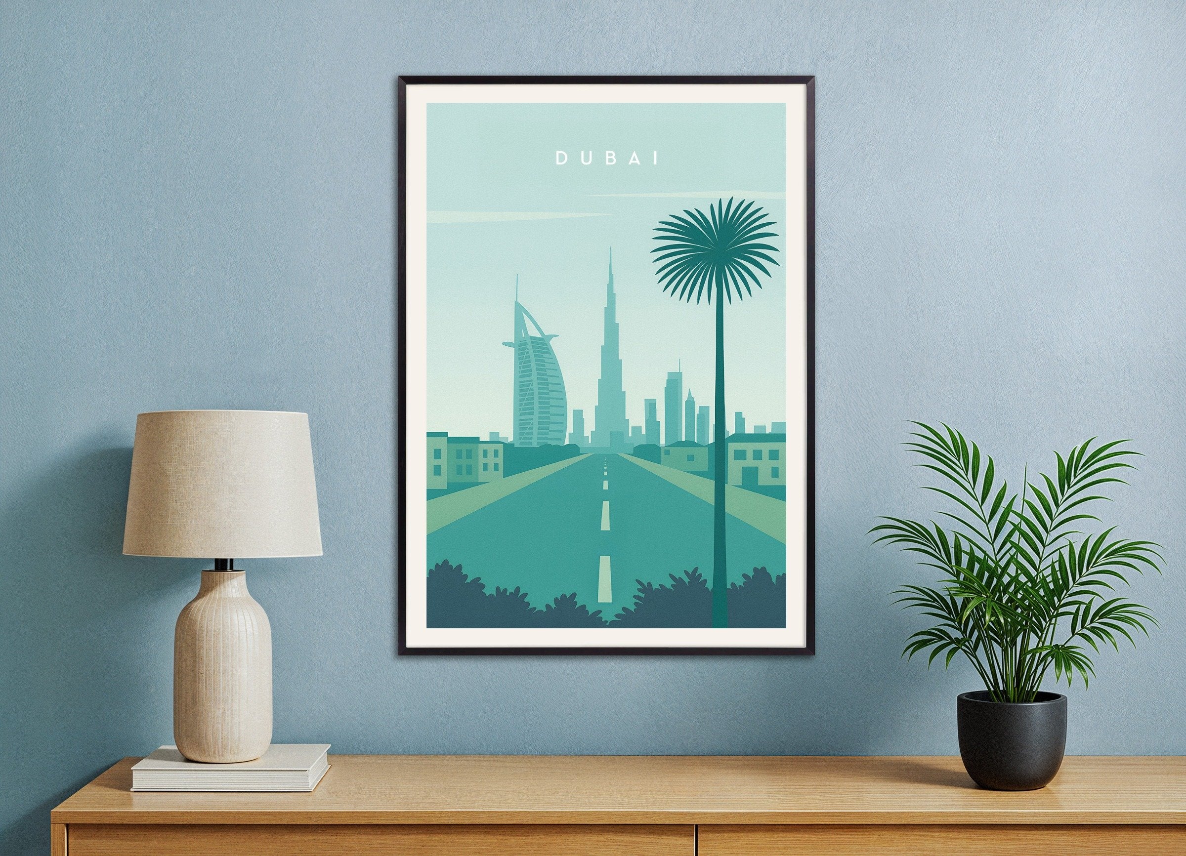 Poster of Dubai Skyline Wall Art Print, with metal frame