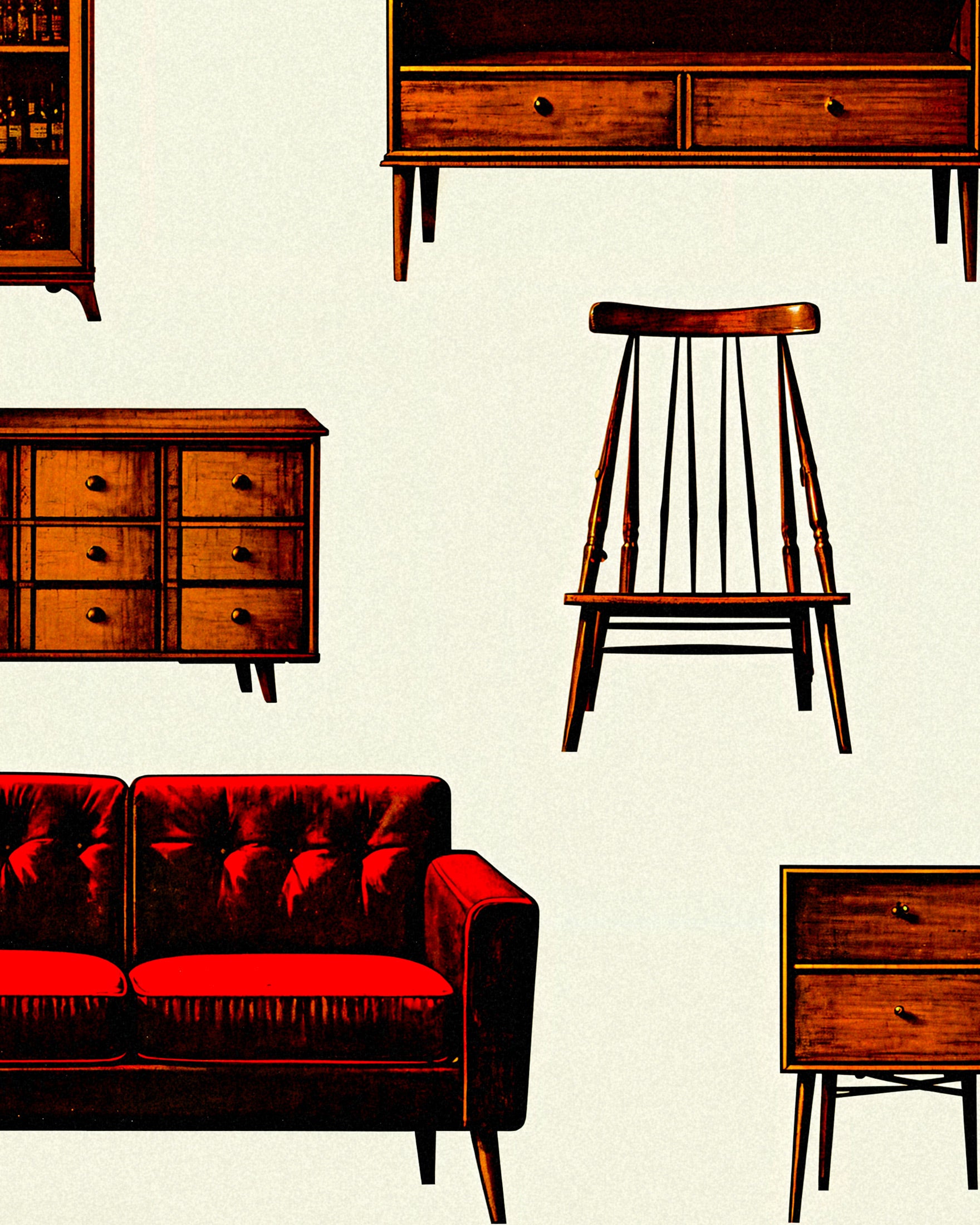Vintage market print, retro furniture finds