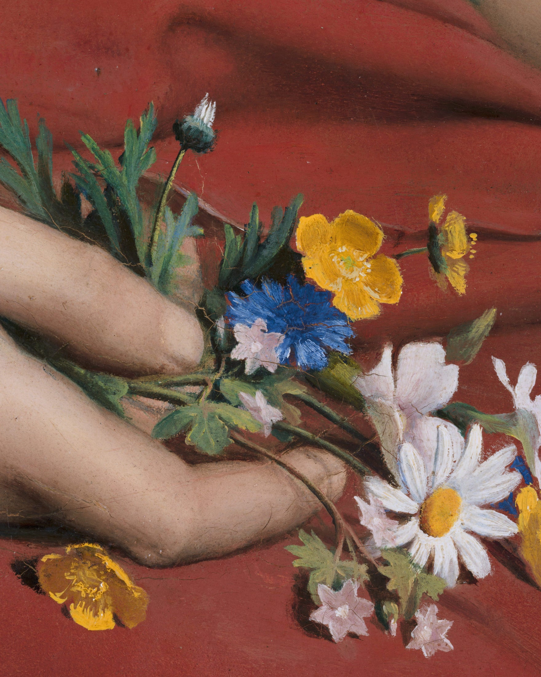 Louis Janmot "Fleur des Champs" Hands Detail - Wildflower Bouquet Art Poster