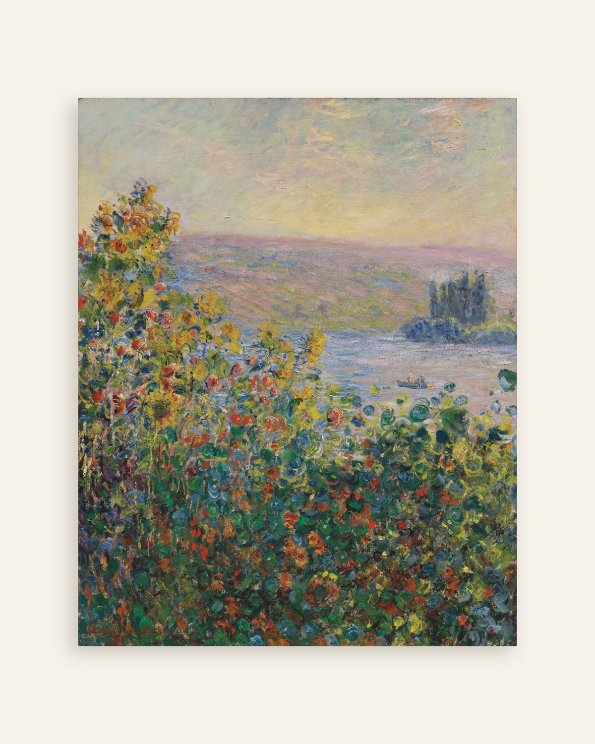 Poster of Flower Beds at Vétheuil (1881) by Claude Monet, thumbnail