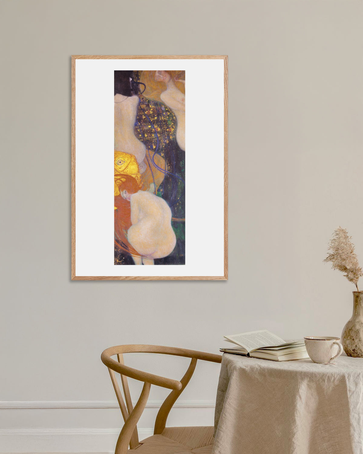 Poster of Goldfish (1901–1902) by Gustav Klimt, with natural wooden frame