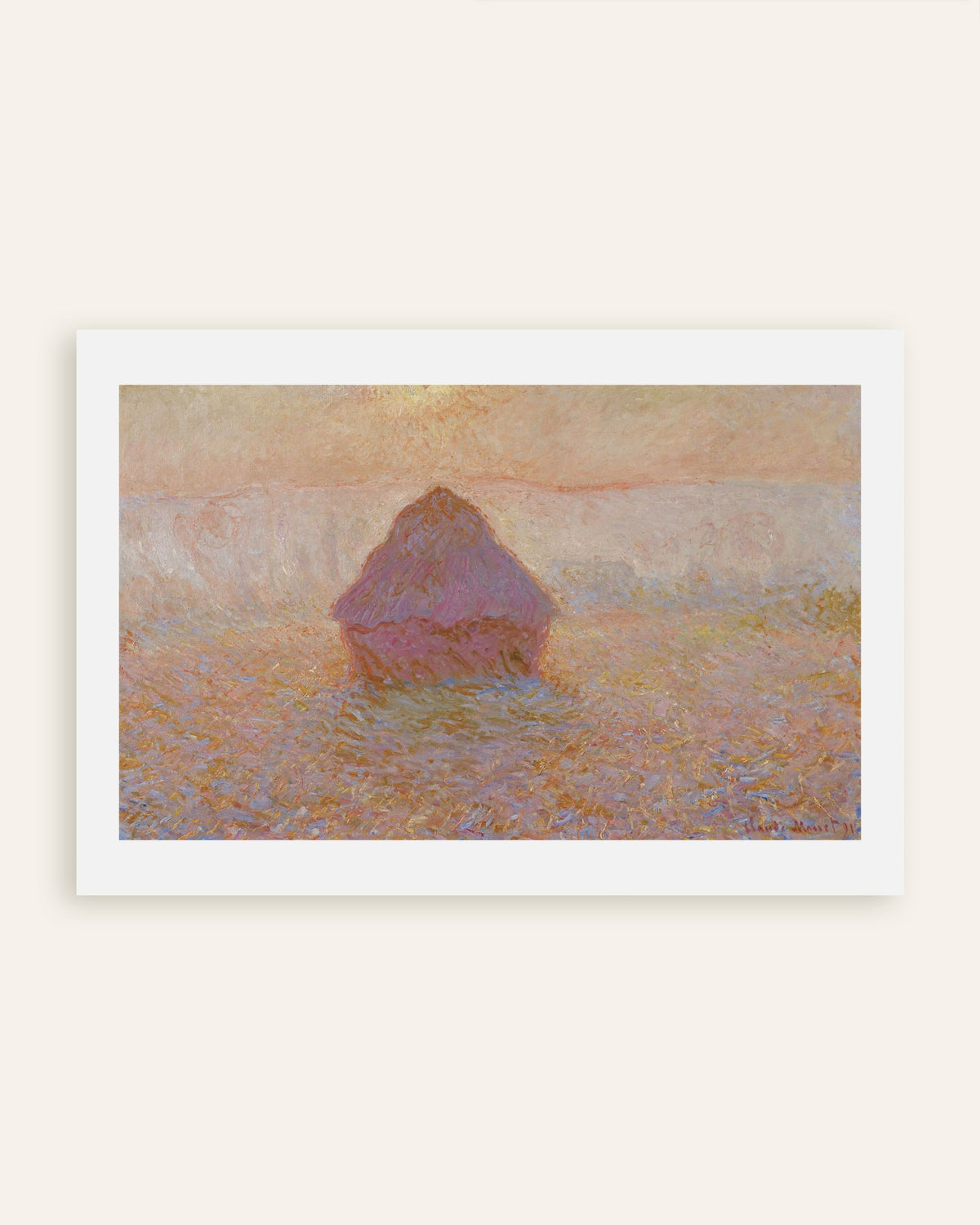 Poster of Grainstack, Sun in the Mist (1891) by Claude Monet, thumbnail