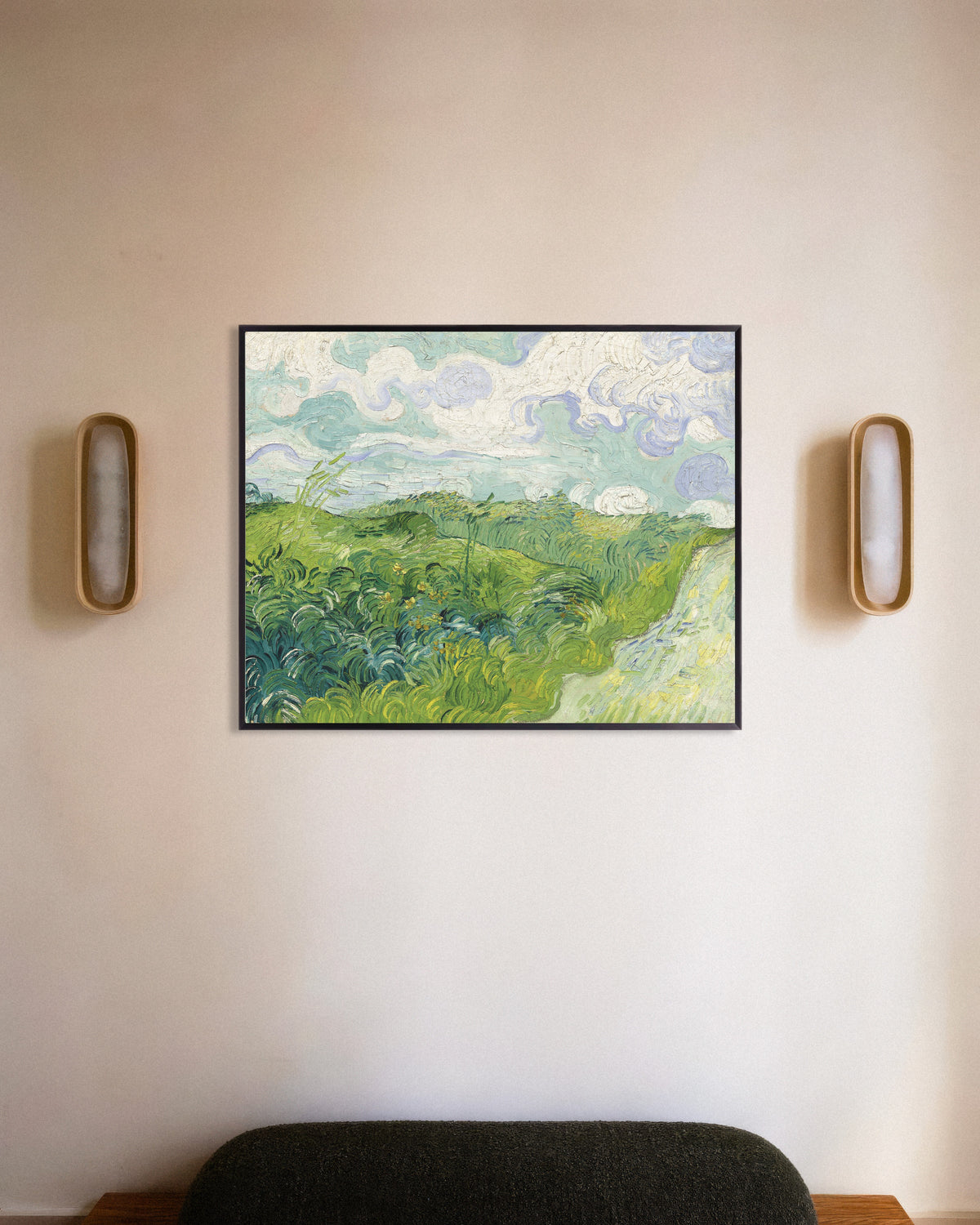 Poster of Green Wheat Fields, Auvers (1890) by Vincent van Gogh, with metal frame