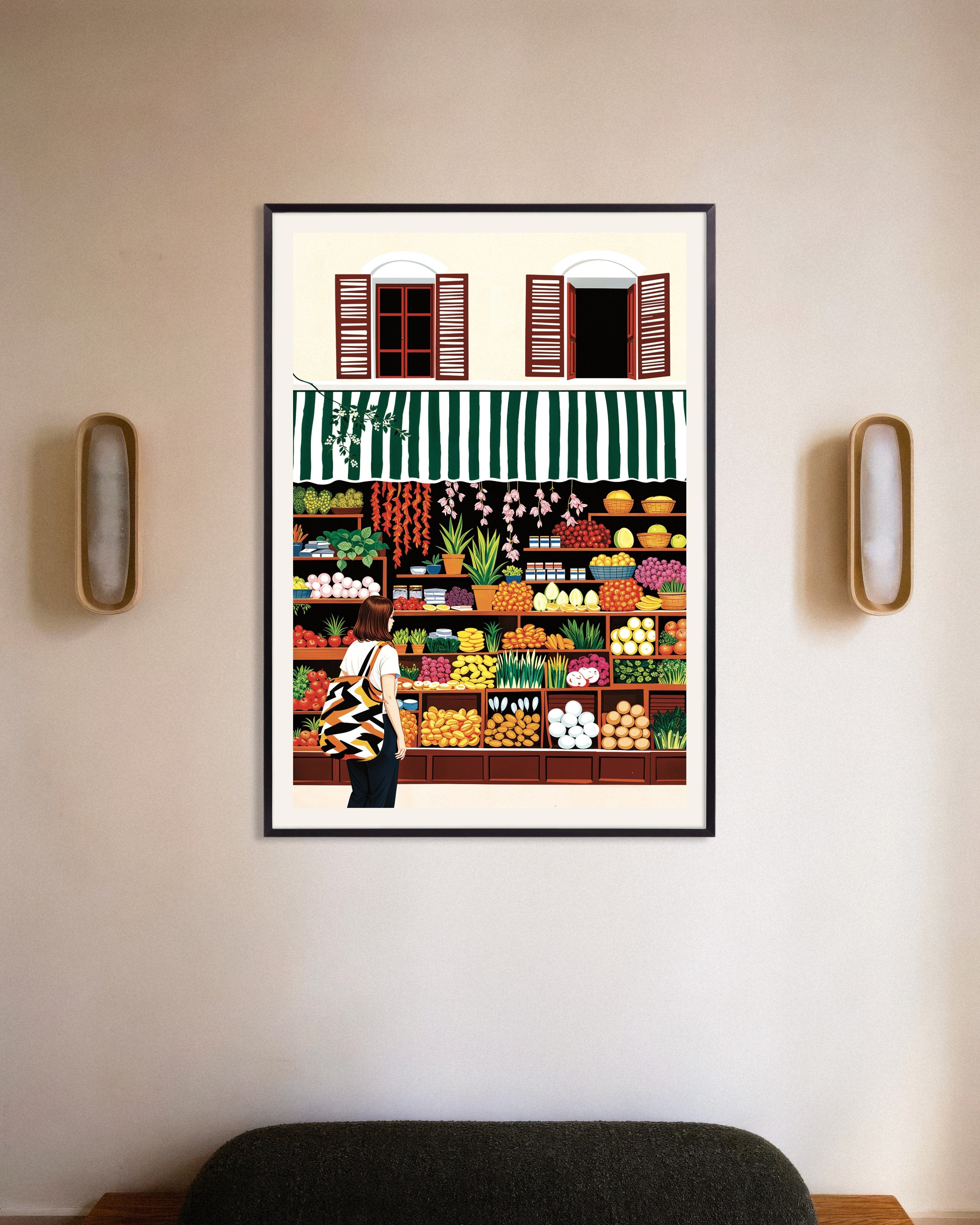 Poster of Groceries, fruits, vegetables and flowers - Poster, with metal frame