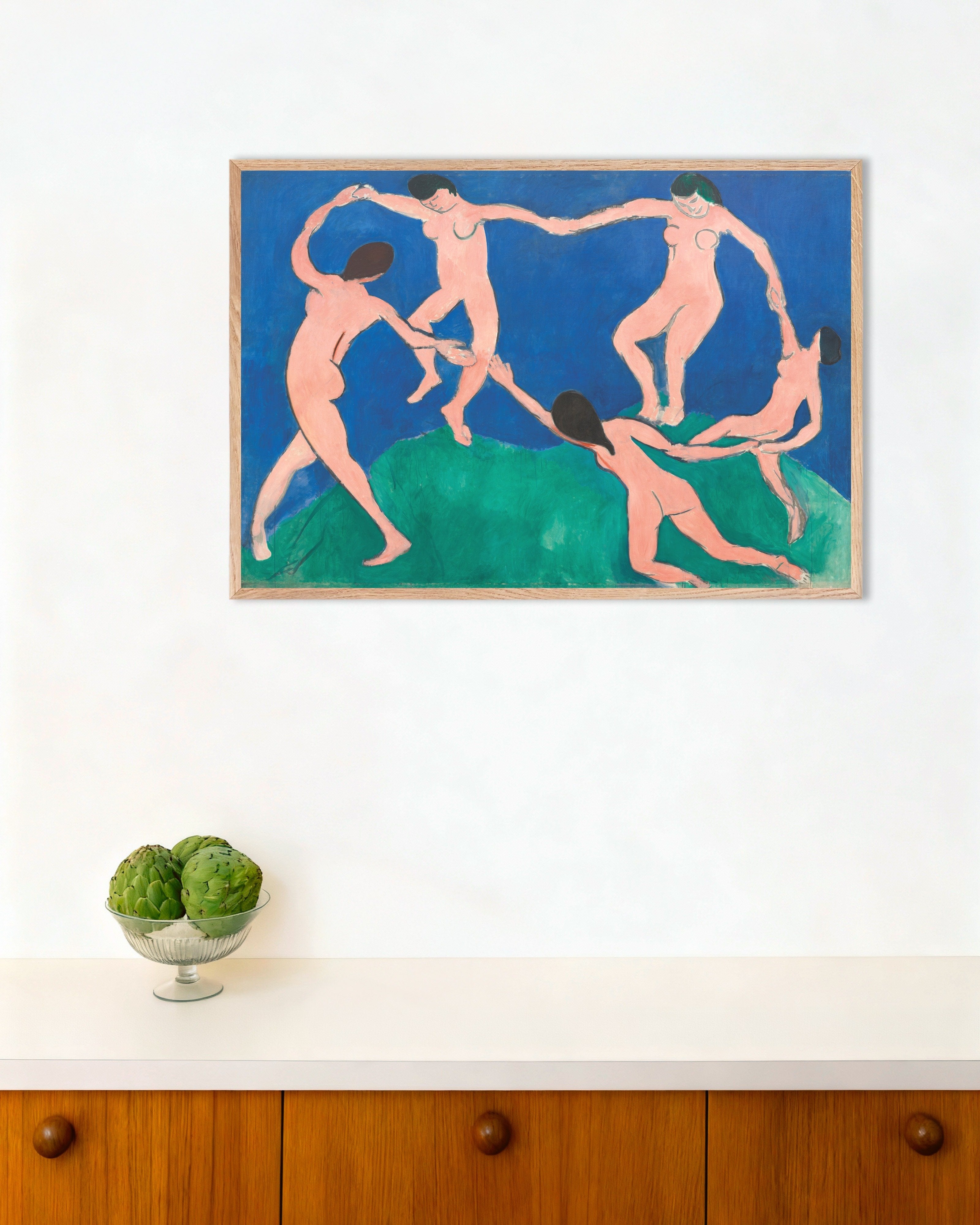Poster of Henri Matisse The dance poster (1909), with natural wooden frame