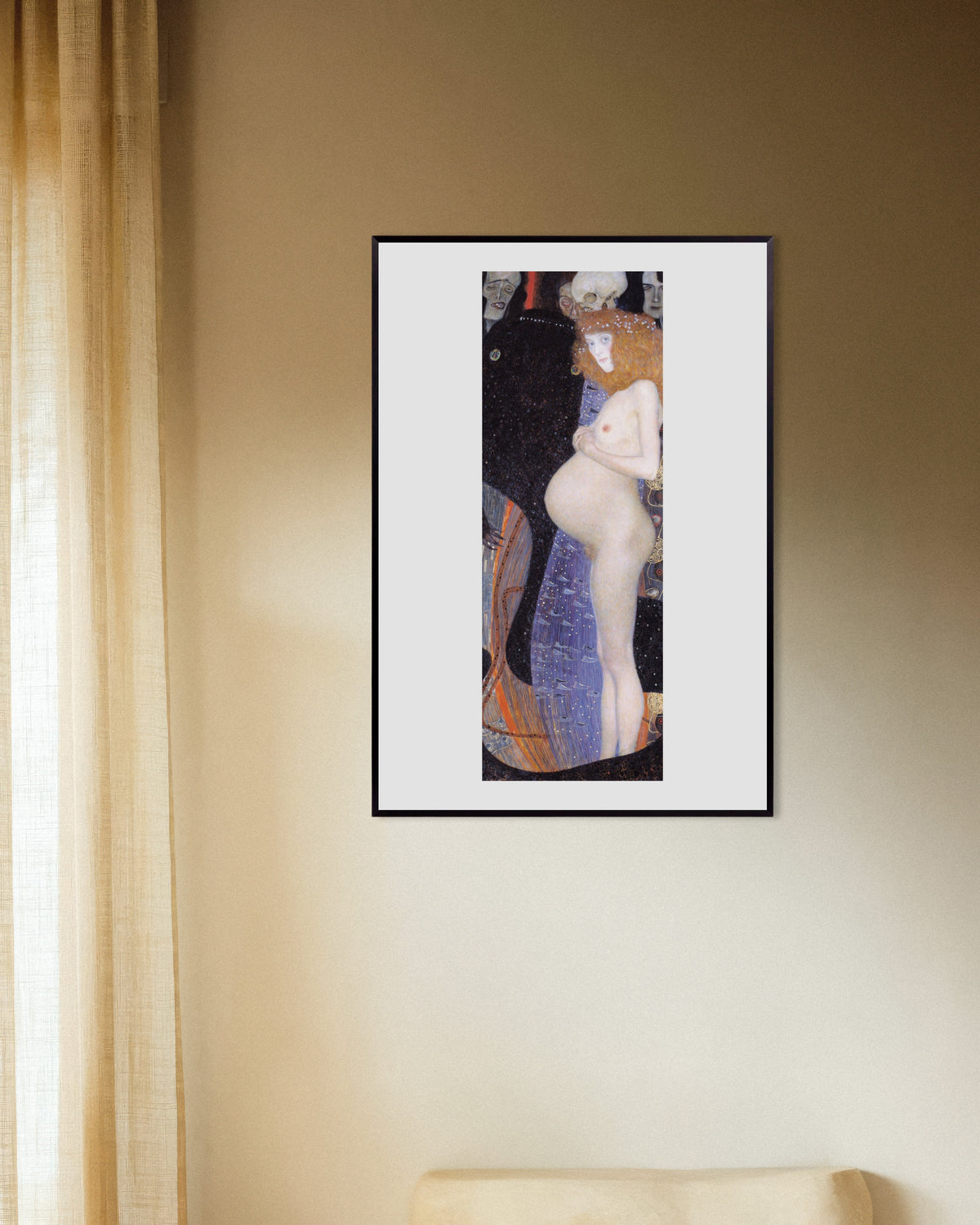 Poster of Hope I (1903) by Gustav Klimt, with metal frame