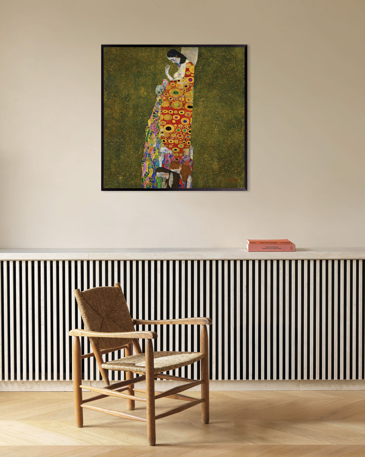 Poster of Hope II (1907–1908) by Gustav Klimt, with metal frame
