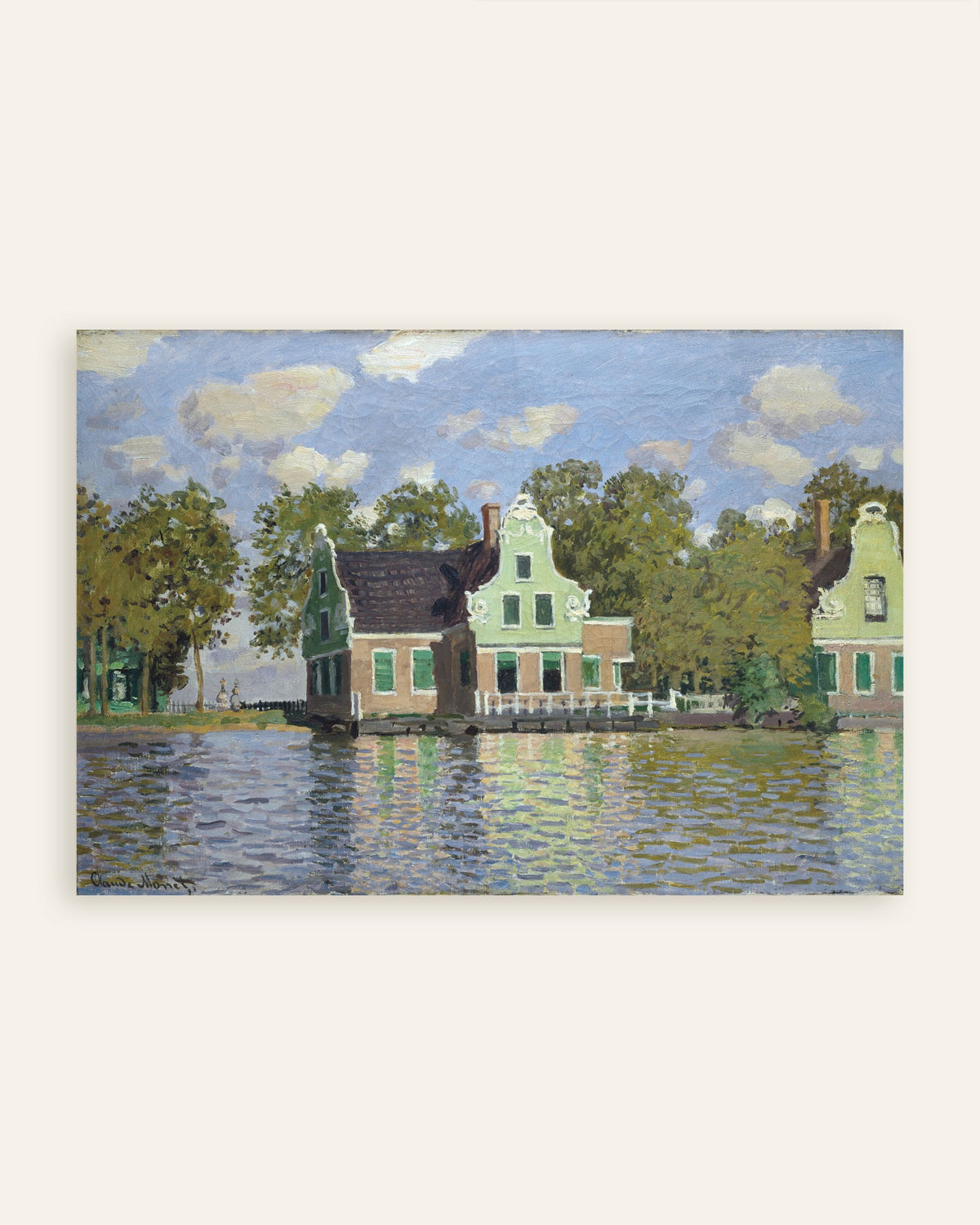 Poster of Houses by the Bank of the River Zaan (1871) by Claude Monet, thumbnail