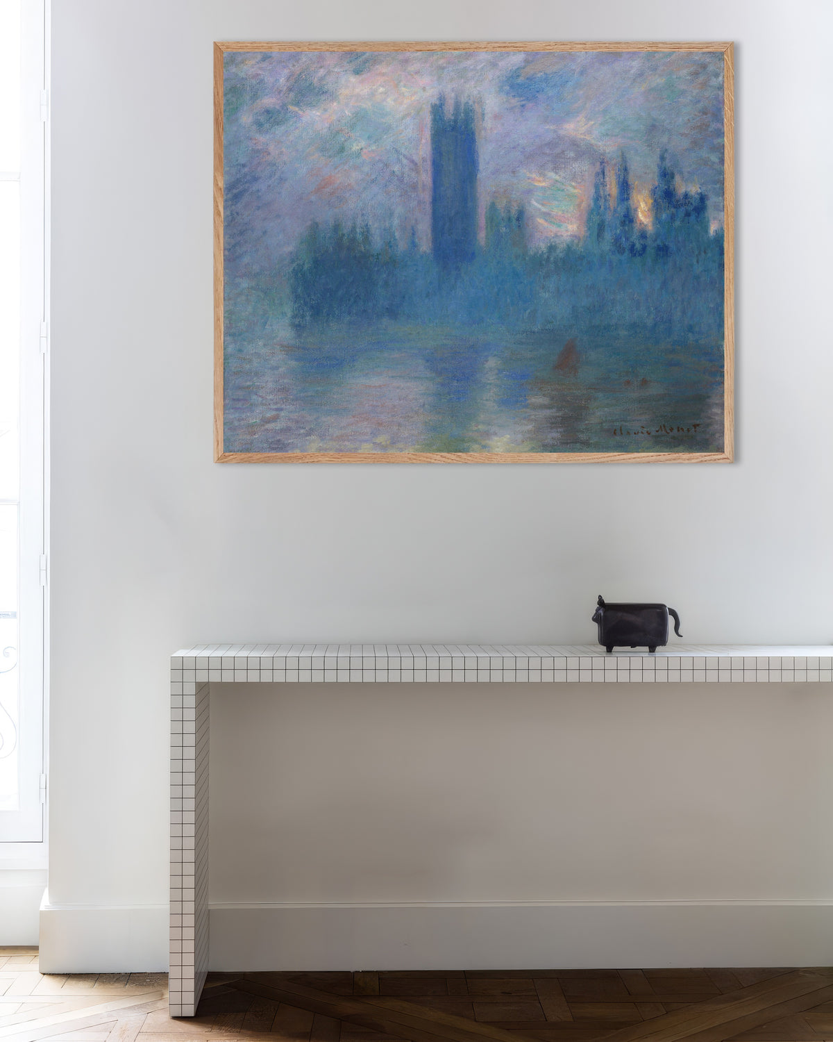 Poster of Houses of Parliament, London (1900) by Claude Monet, with natural wooden frame