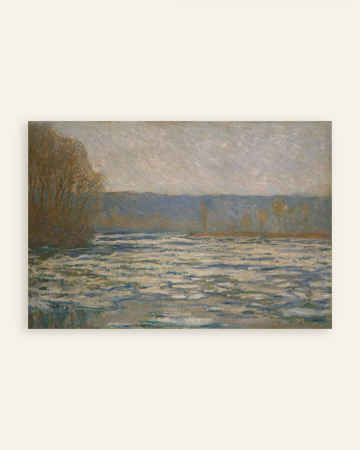 Poster of Ice Breaking Up on the Seine near Bennecourt (1893) by Claude Monet, thumbnail
