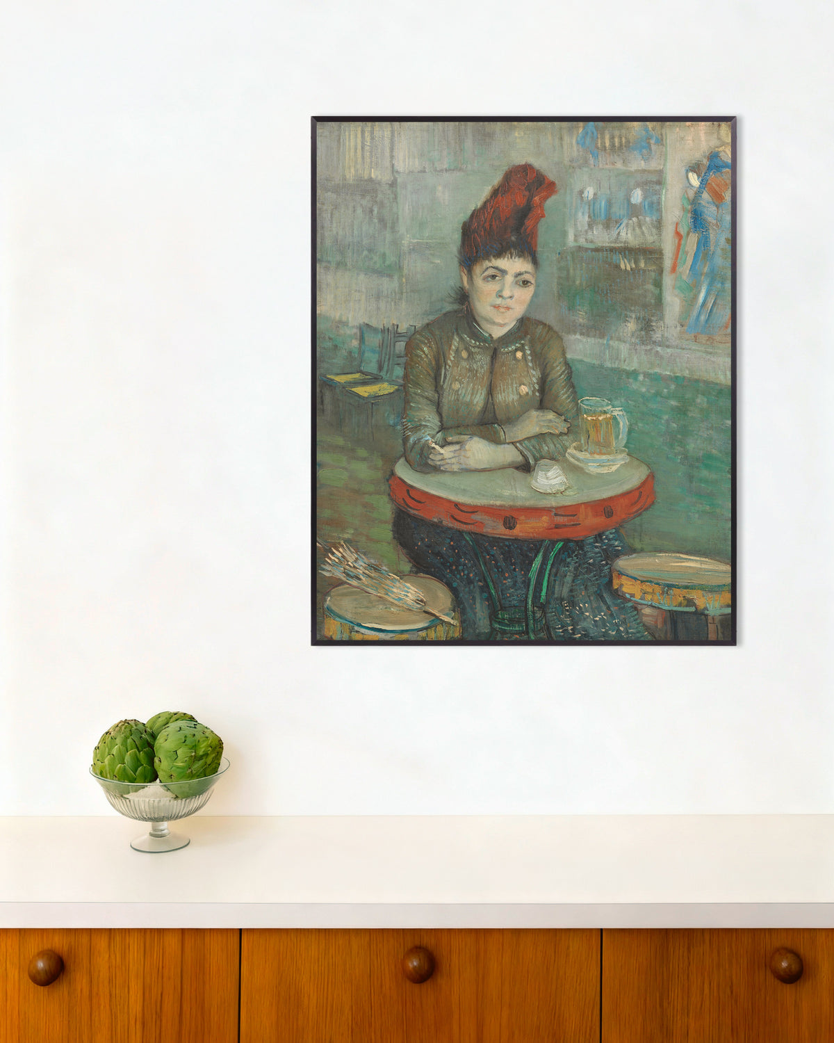 Poster of In the Café, Agostina Segatori in Le Tambourin (1887) by Vincent van Gogh, with metal frame