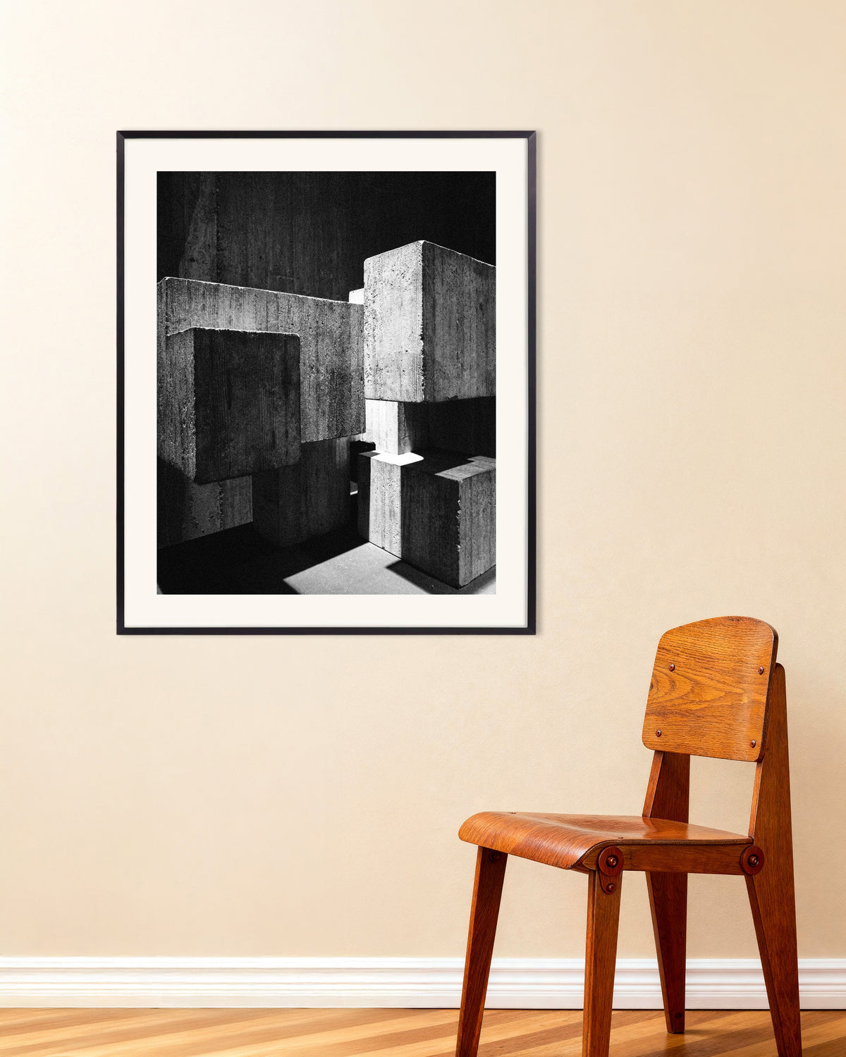 Poster of Interlocking Concrete Cubes, with metal frame