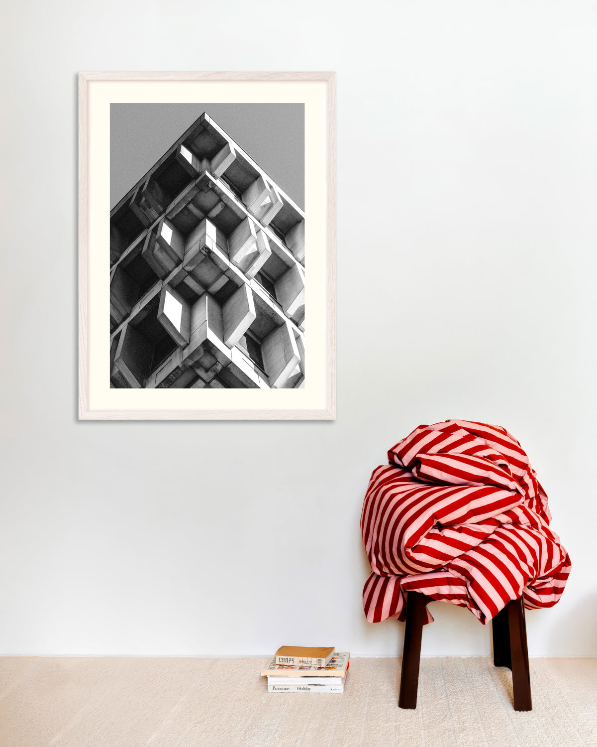 Poster of Inverted Pyramid of Concrete Boxes, with white wooden frame