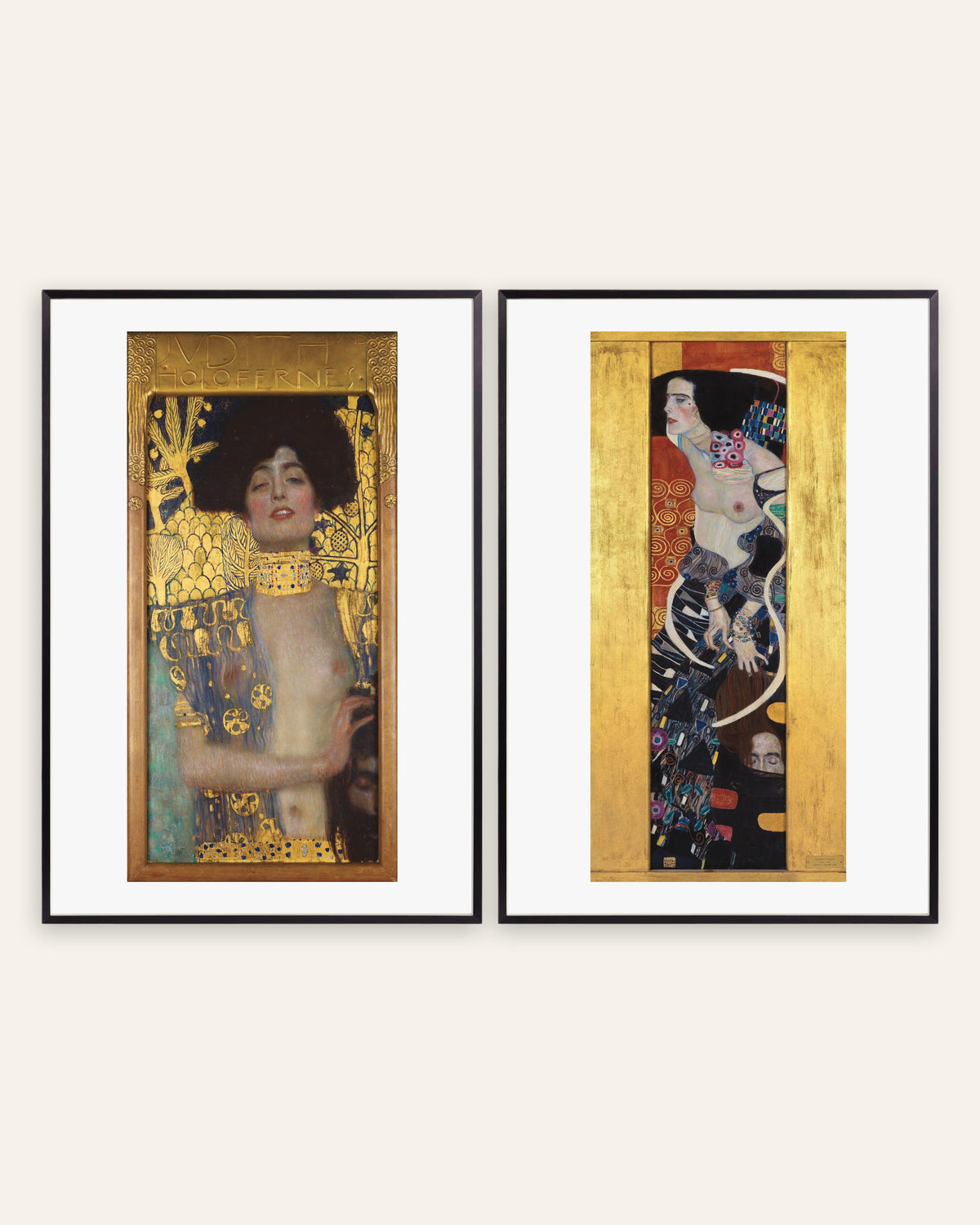 Klimt Prints Set of 2 – Judith I & Judith II, prints in black metal frames