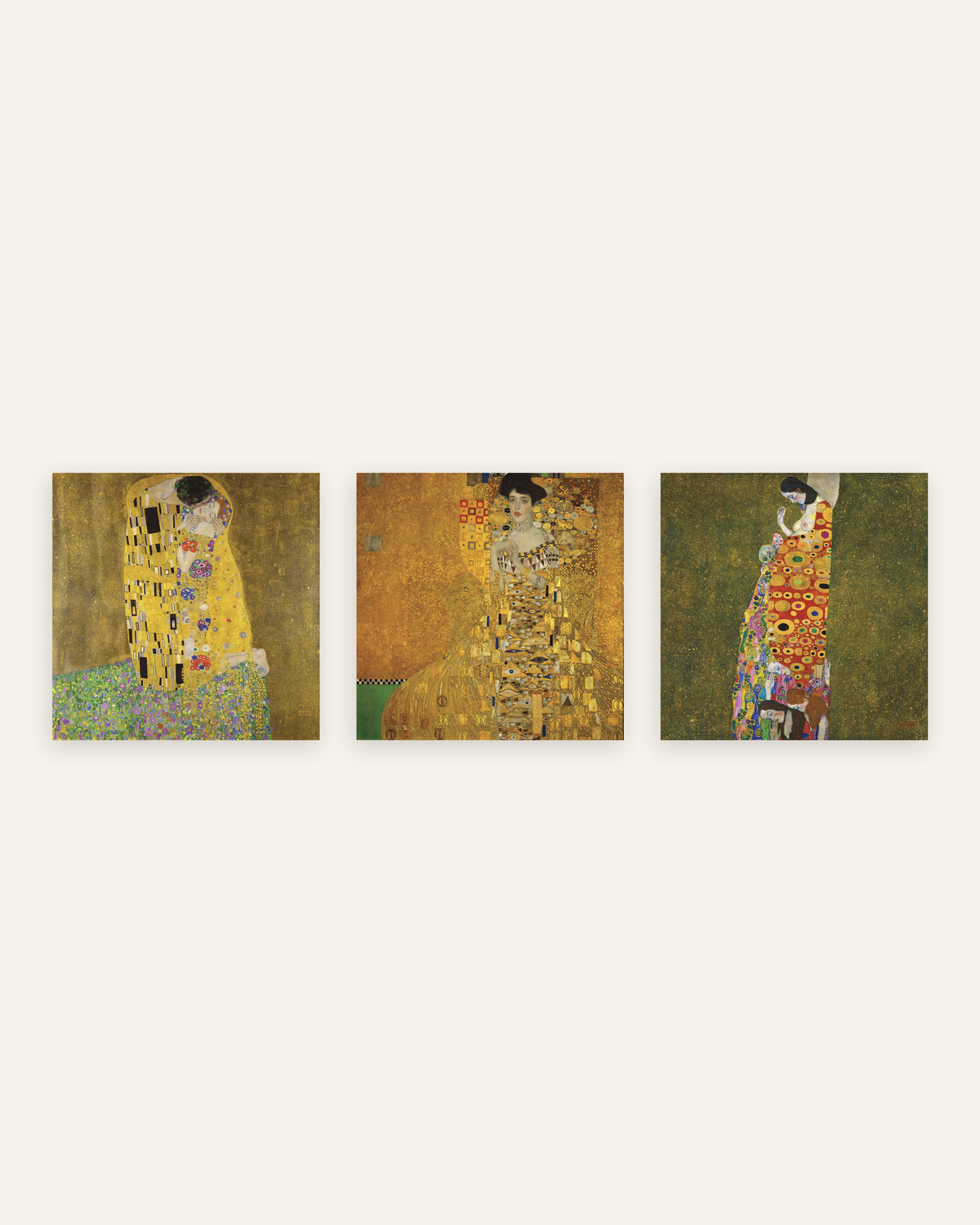 Klimt Prints Set of 3 – The Kiss, Adele Bloch-Bauer I & Hope II, prints without frame