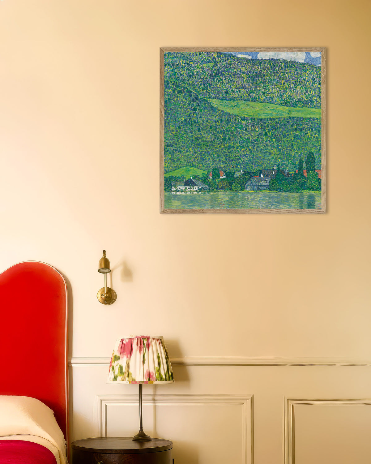 Poster of Litzlberg on the Attersee (1914–1915) by Gustav Klimt, with natural wooden frame
