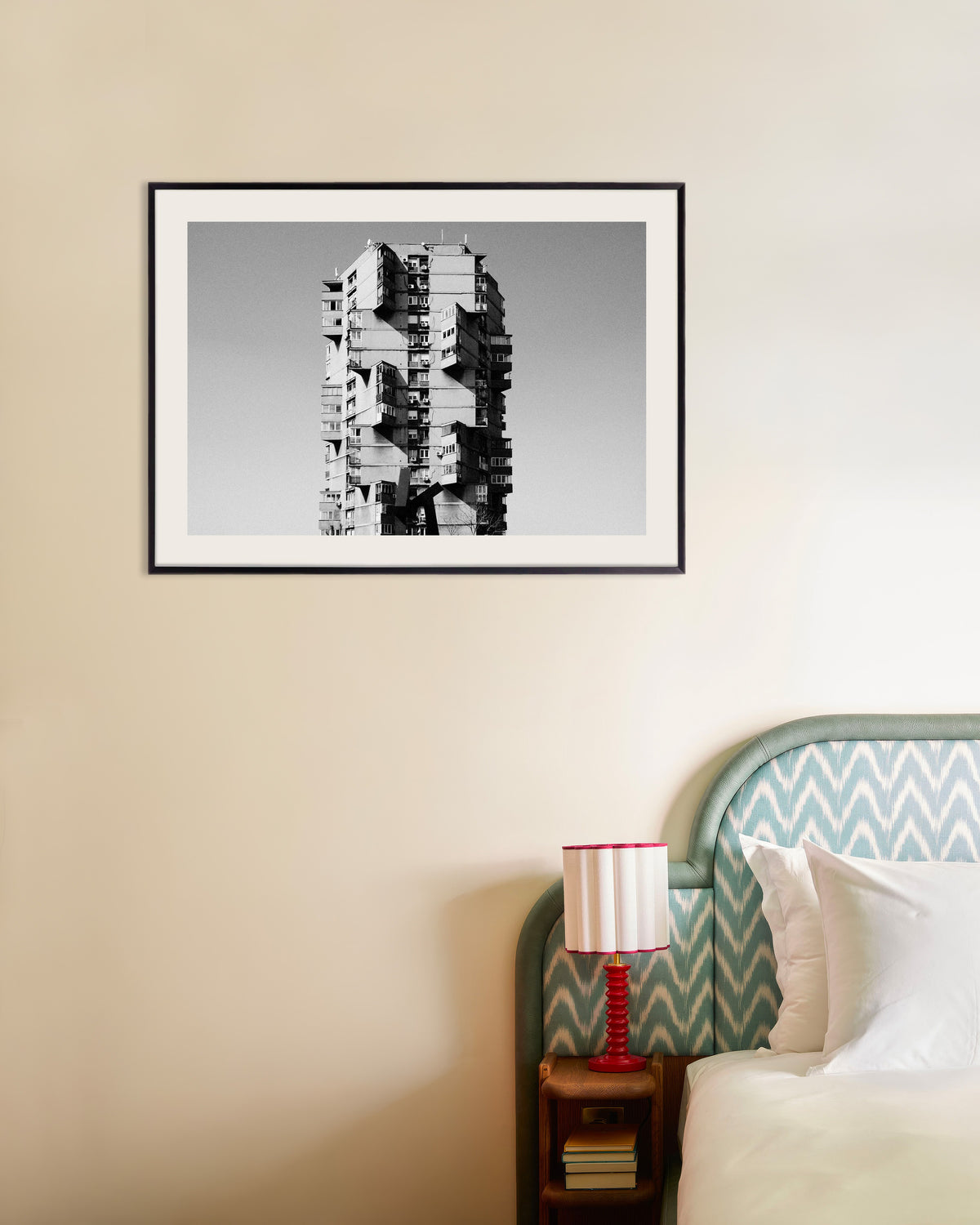Poster of Lonely Tower With Jutting Balconies, with metal frame