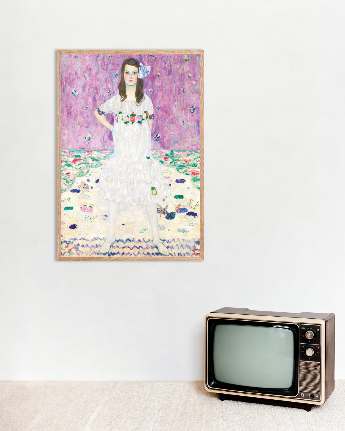 Poster of Mäda Primavesi (1912–1913) by Gustav Klimt, with natural wooden frame