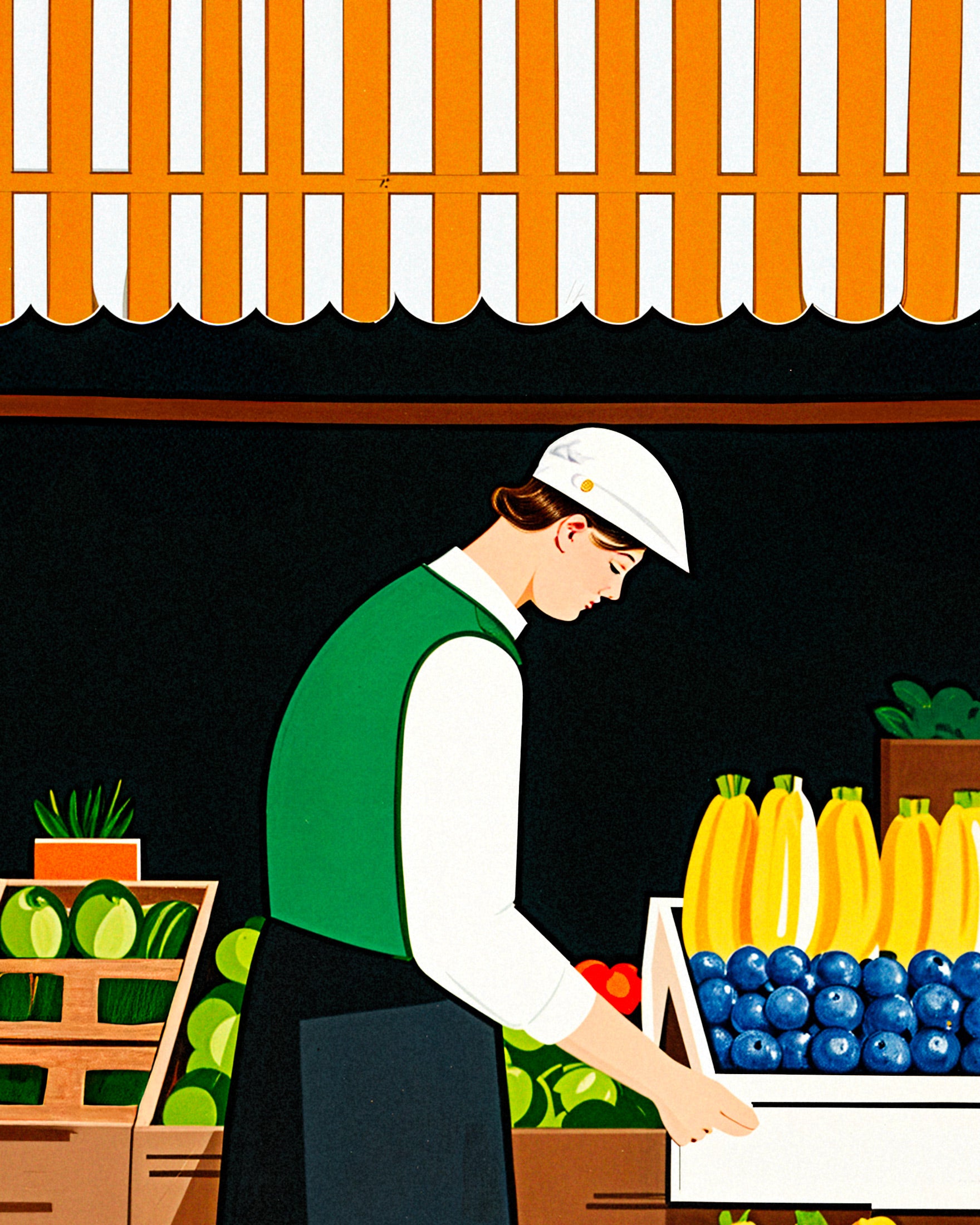 Fresh as a daisy kai market poster, showcasing a vibrant spread of seasonal fruit and veggies straight from the paddock.