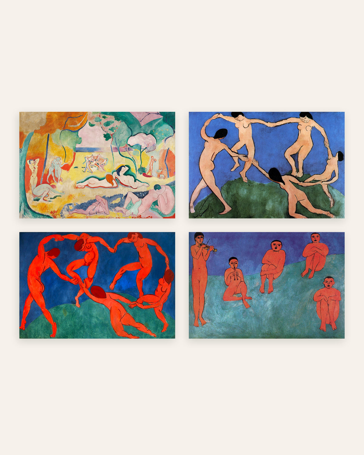 Matisse Prints Set of 4 – The Joy of Life, The Dance I & II and Music, prints without frame