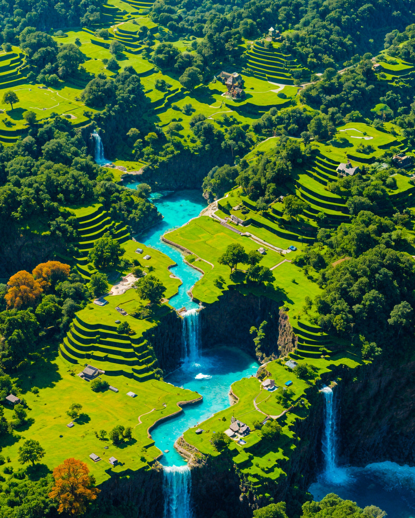Minecraft, stunning island viewed from the sky – Poster