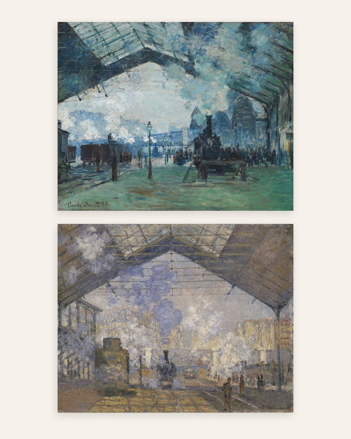 Monet Gare Saint-Lazare Prints Set of 2 – Steam & Trains, prints without frame
