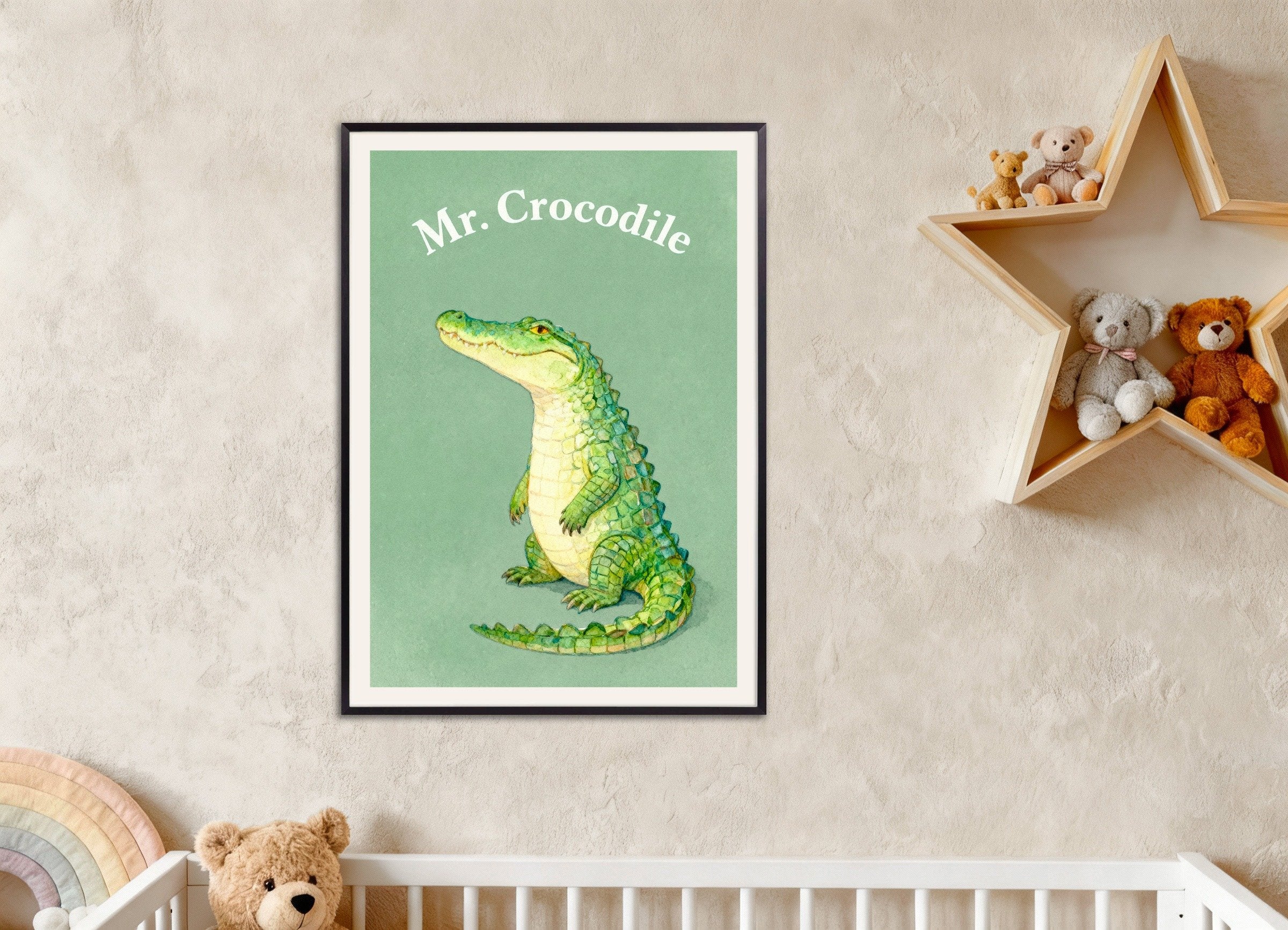 Poster of Nursery crocodile wall art – Fun jungle animal, with metal frame