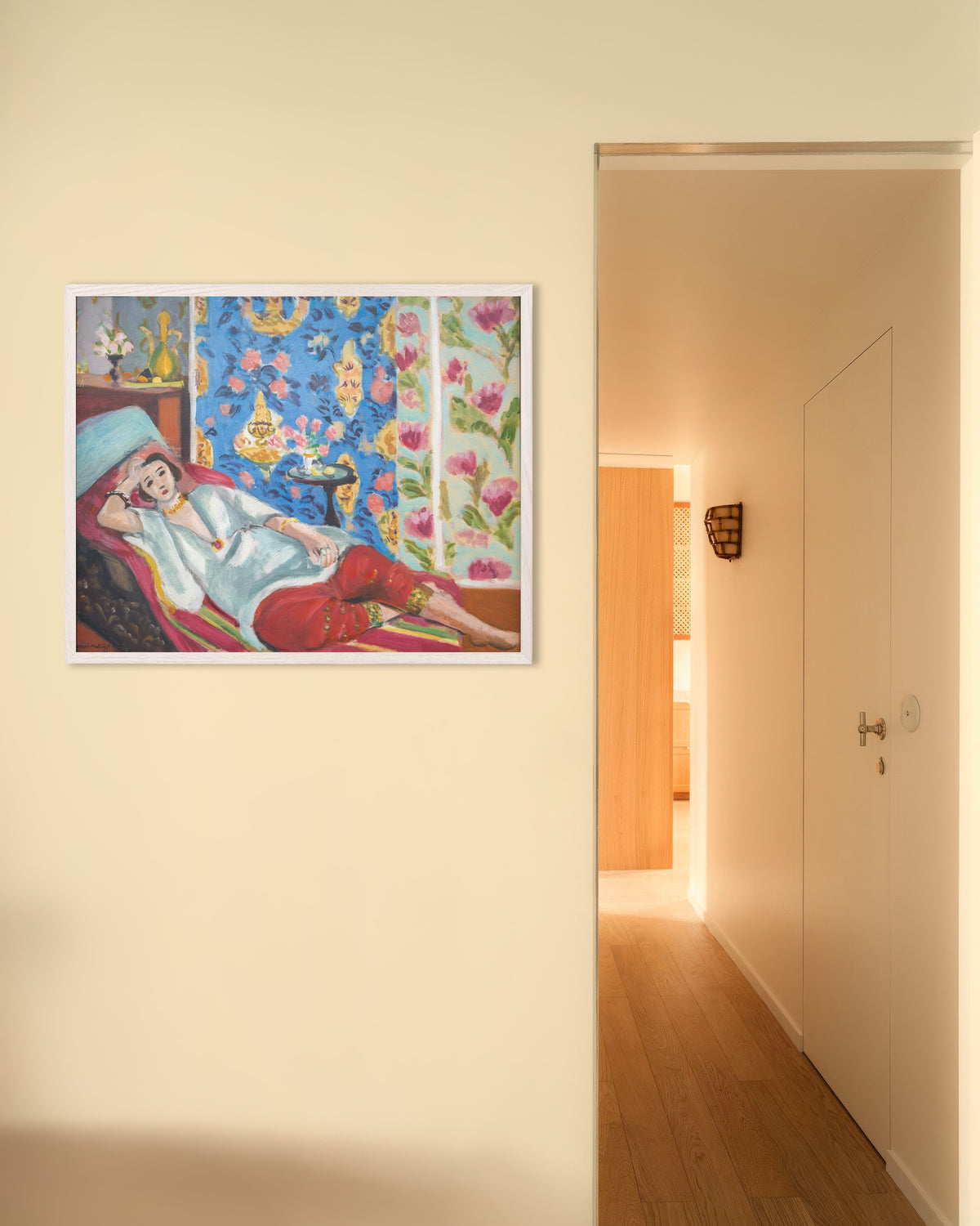 Poster of Odalisque with Red Culottes (1924-1925) by Henri Matisse, with white wooden frame