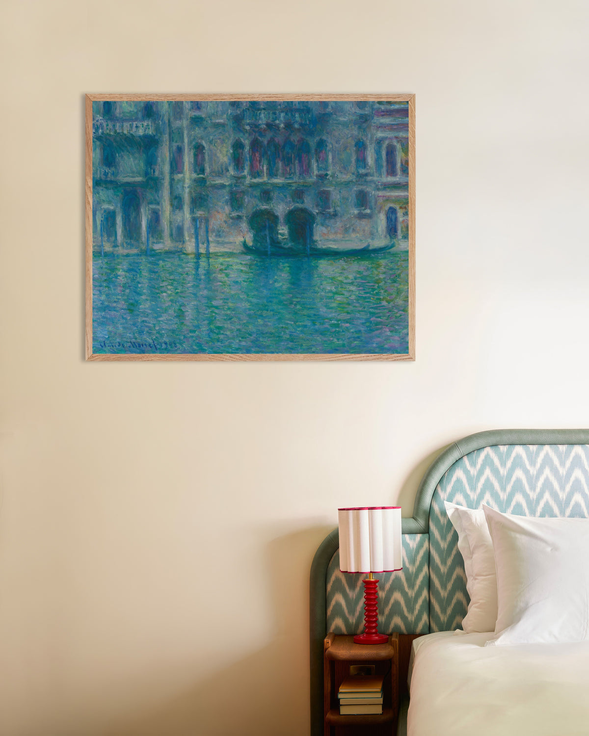 Poster of Palazzo da Mula, Venice (1908) by Claude Monet, with natural wooden frame