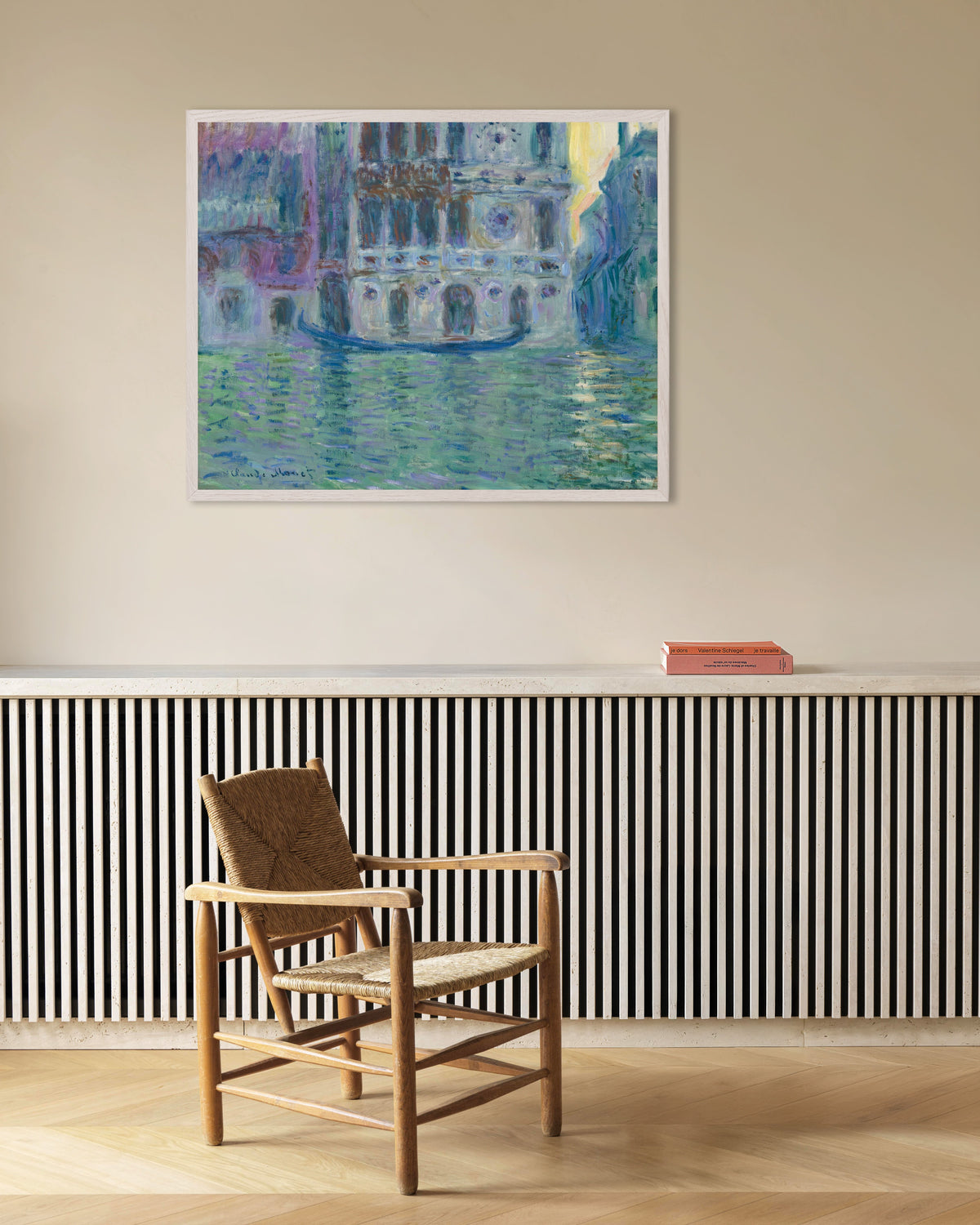 Poster of Palazzo Dario (1908) by Claude Monet, with white wooden frame