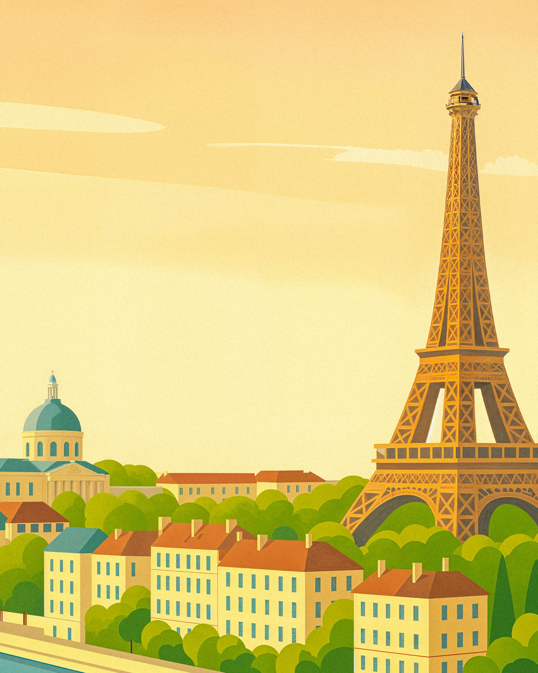 Paris – Vintage-style Print of the Eiffel Tower Poster with a Kiwi Twist