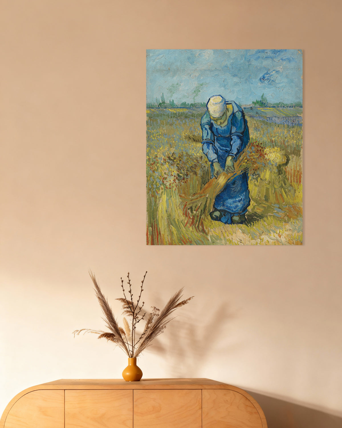 Poster of Peasant Woman Binding Sheaves, after Millet (1889) by Vincent van Gogh