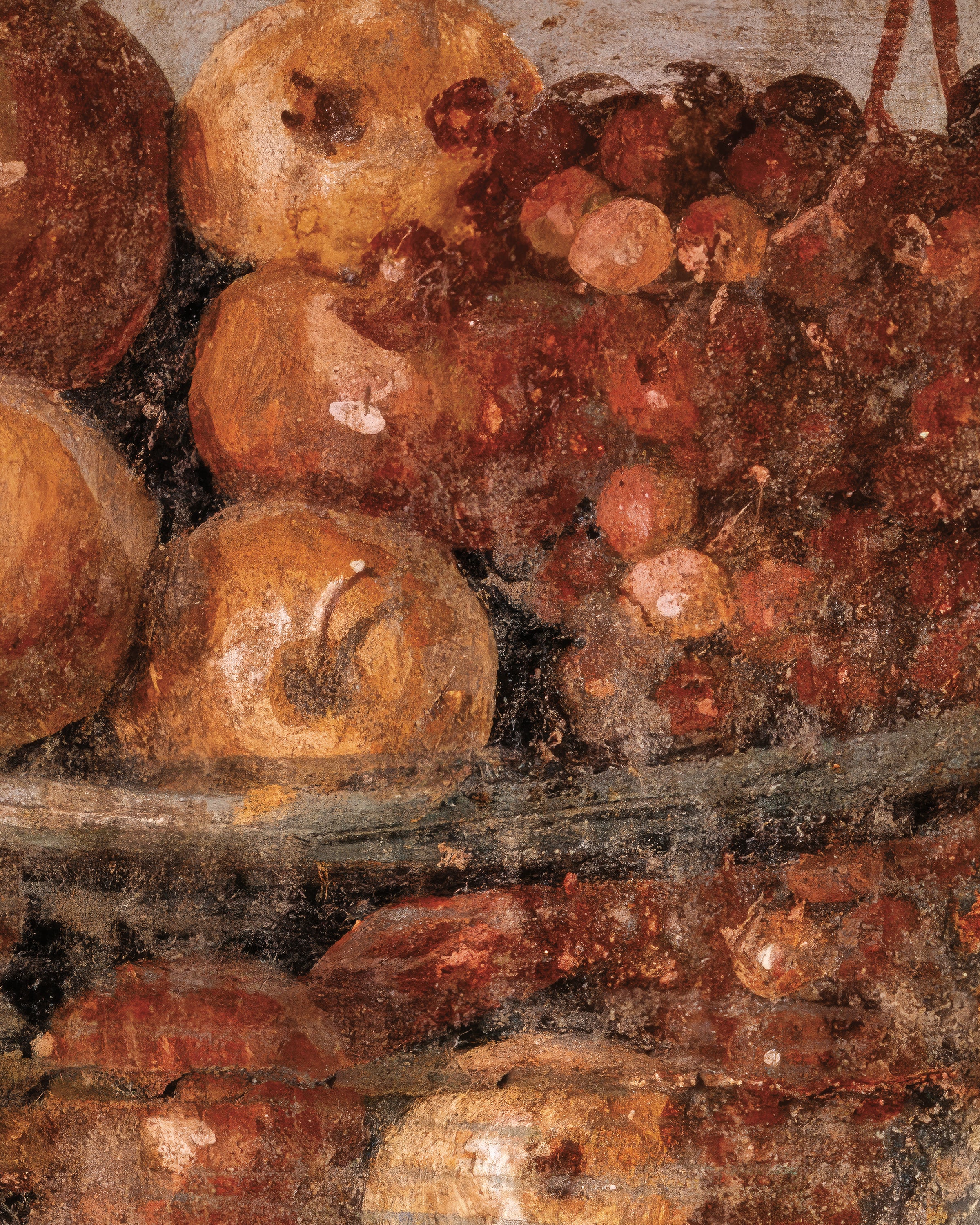 Pompeii fresco close-up showcasing a fruit bowl art print