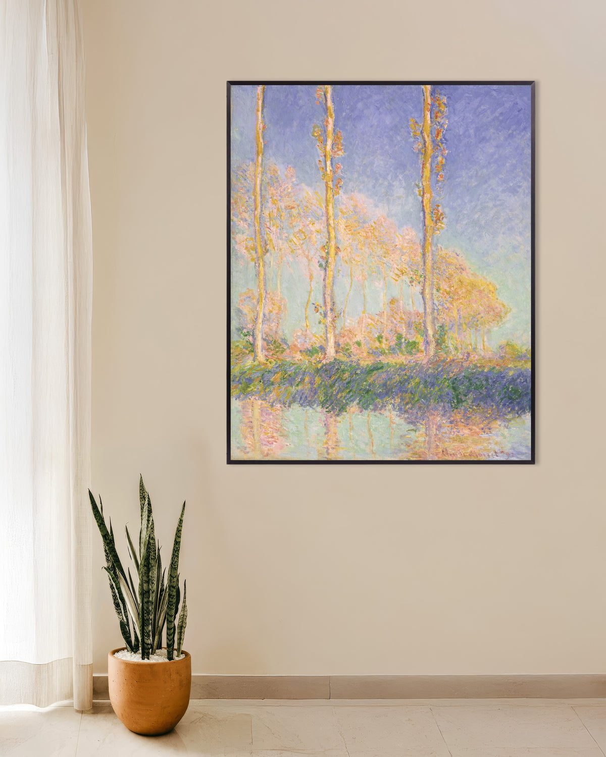 Poster of Poplars (1891) by Claude Monet, with metal frame