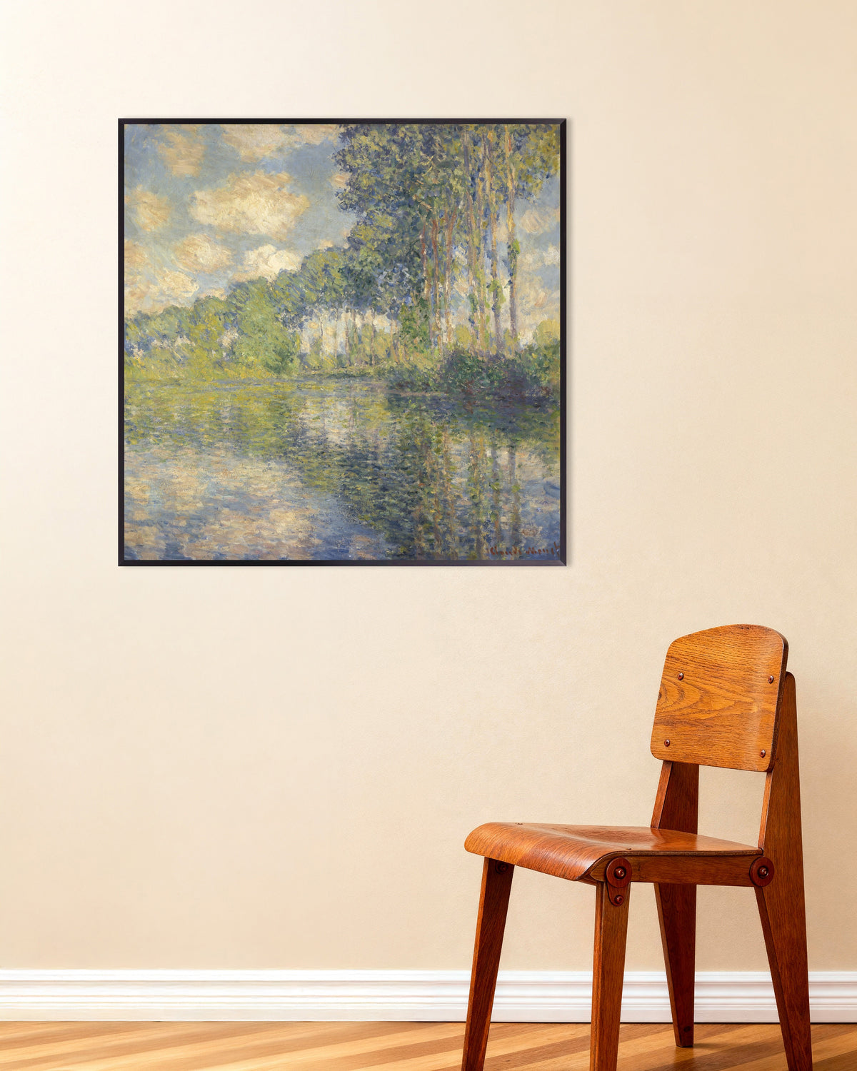 Poster of Poplars on the Epte (1891) by Claude Monet, with metal frame