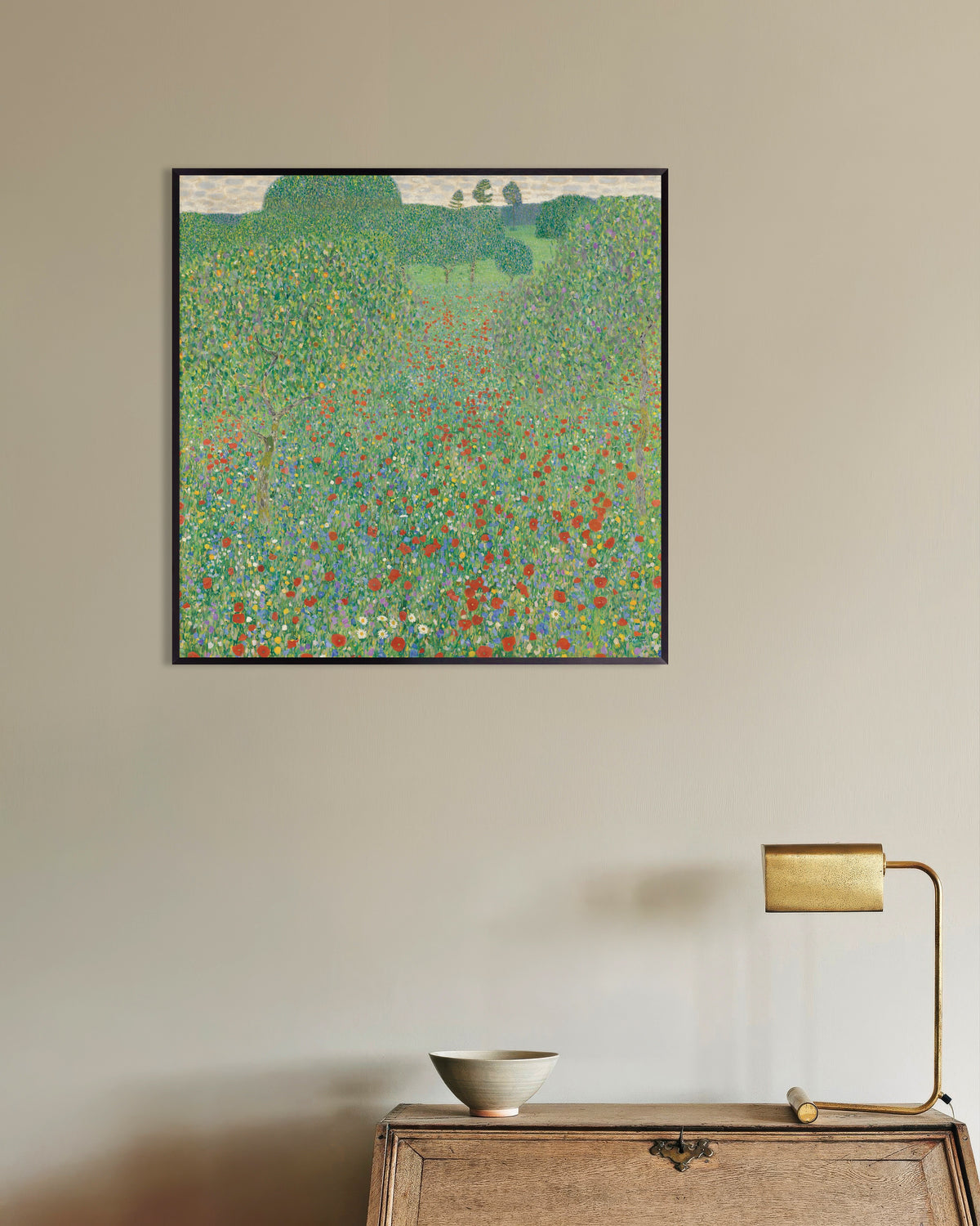 Poster of Poppy Field (1907) by Gustav Klimt, with metal frame