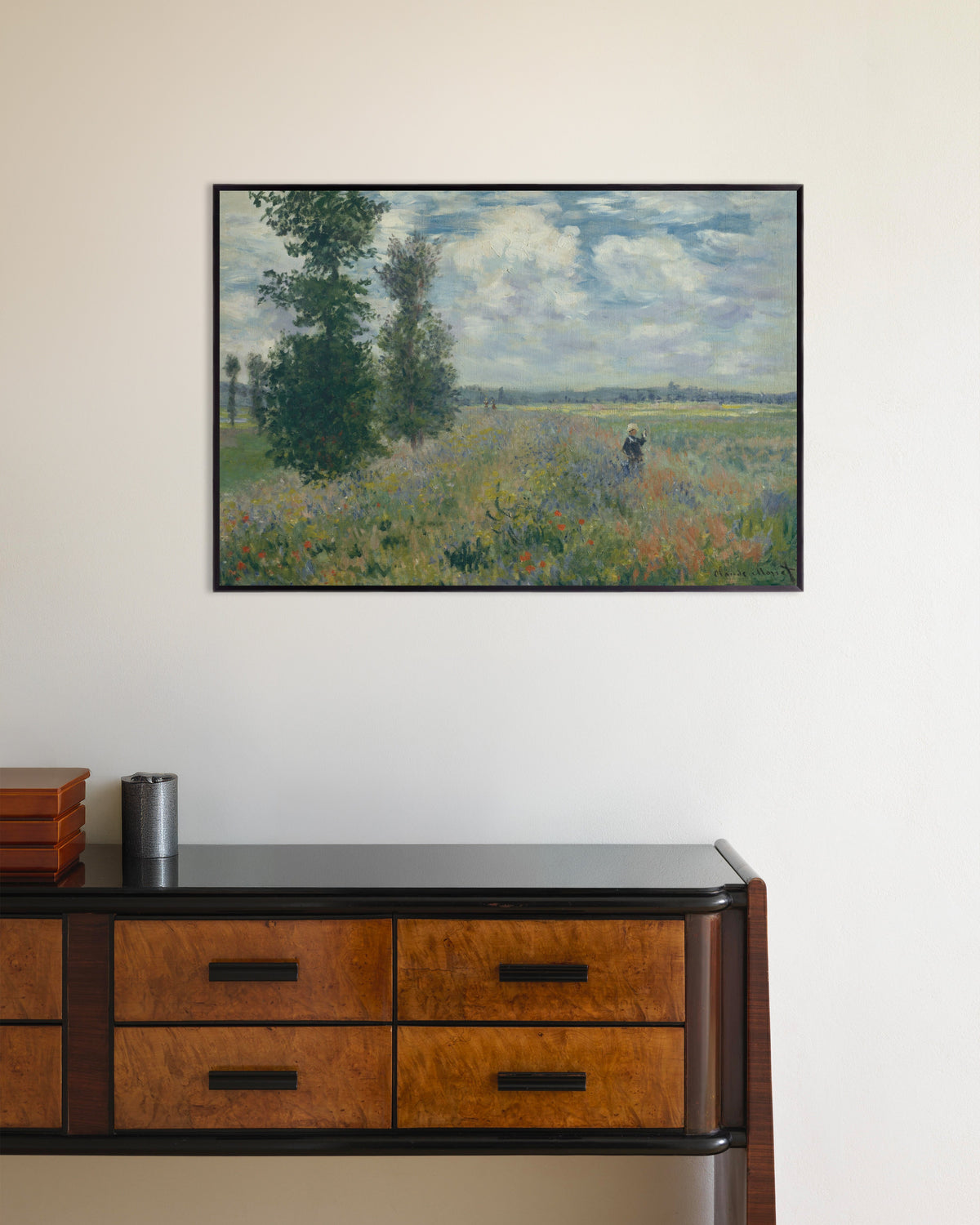 Poster of Poppy Fields near Argenteuil (1875) by Claude Monet, with metal frame