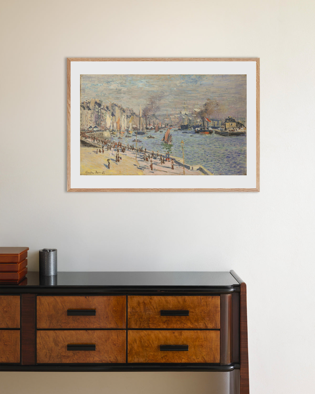 Poster of Port of Le Havre (1874) by Claude Monet, with natural wooden frame