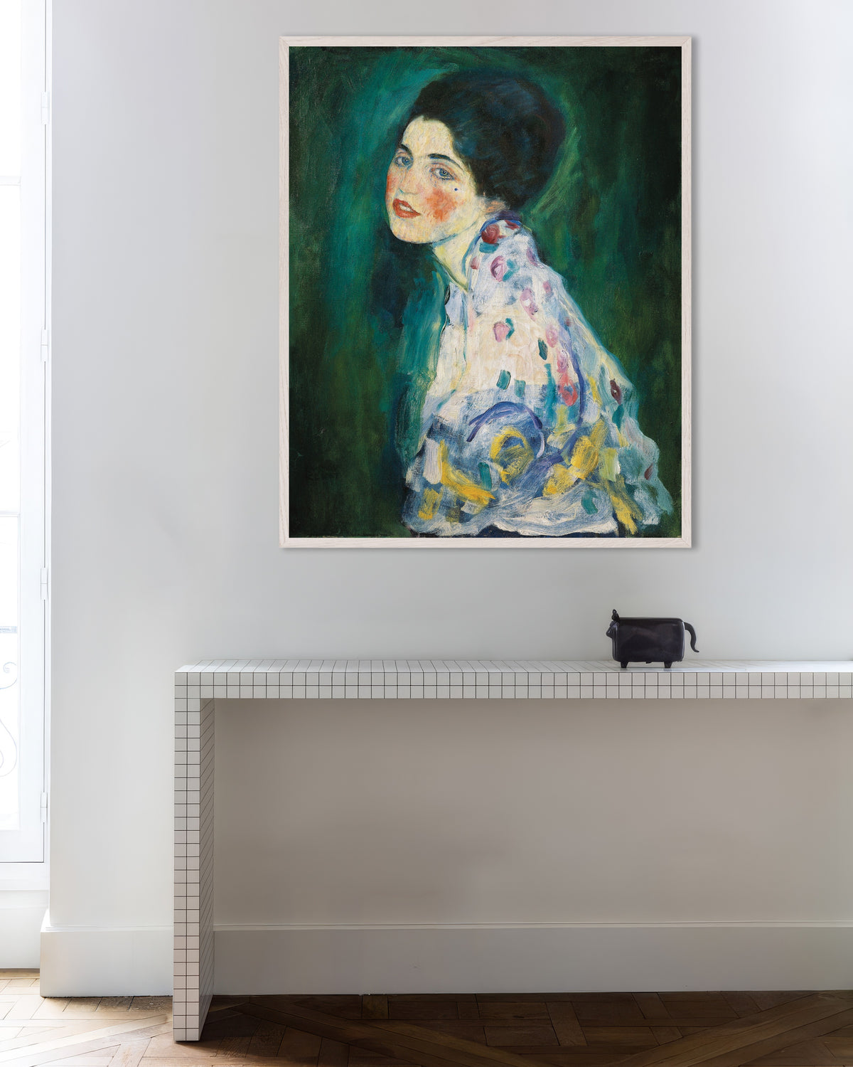 Poster of Portrait of a Lady (1916–1917) by Gustav Klimt, with white wooden frame