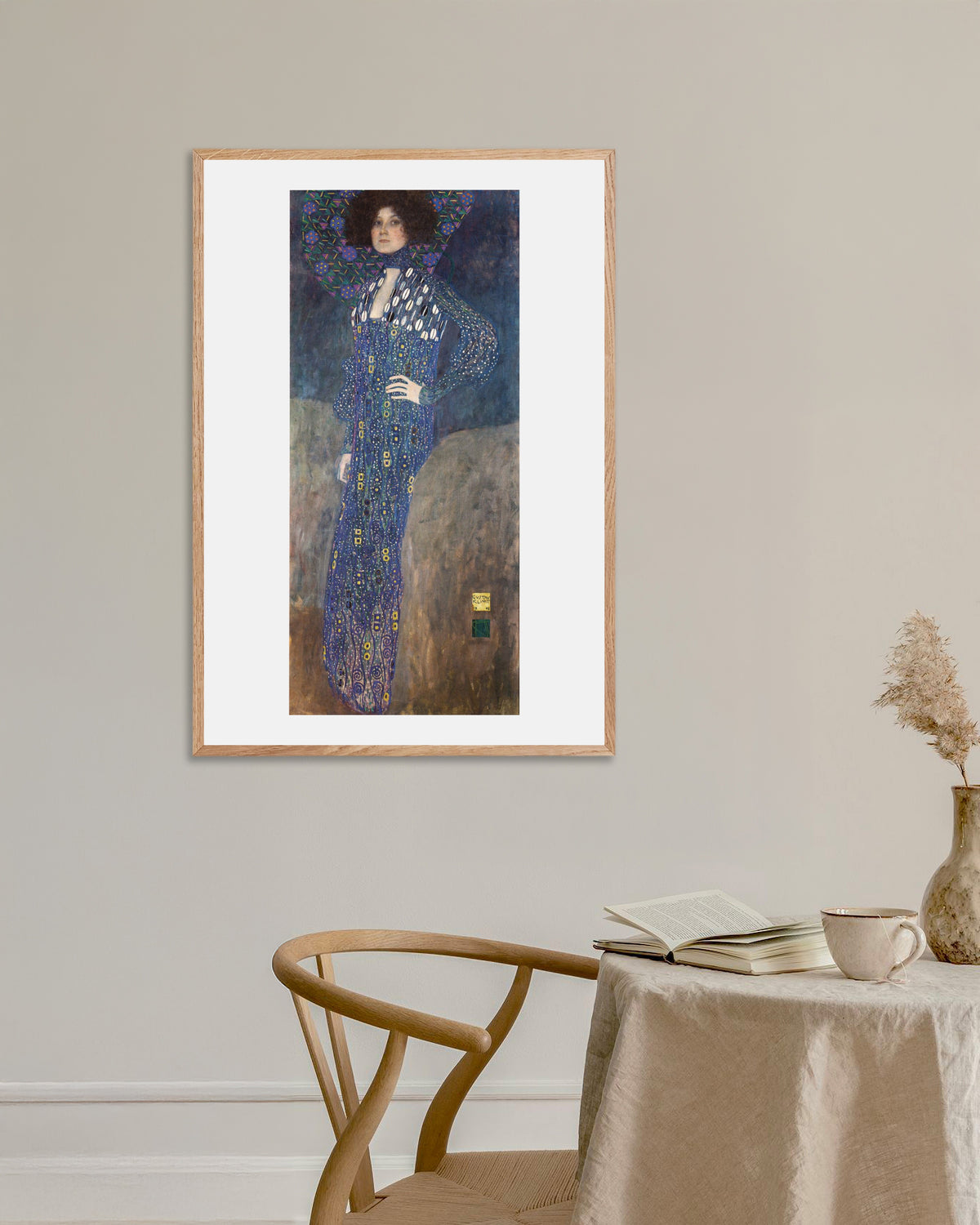 Poster of Portrait of Emilie Flöge (1902) by Gustav Klimt, with natural wooden frame