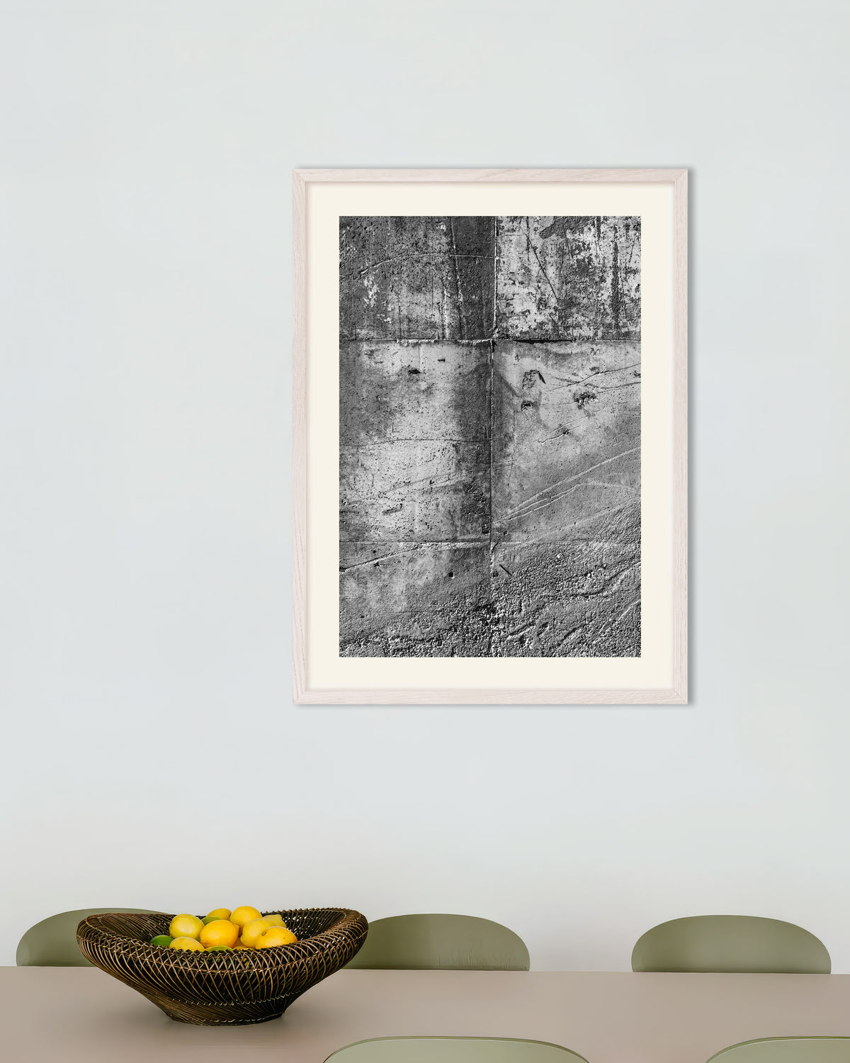 Poster of Raw Concrete Wall Texture, with white wooden frame