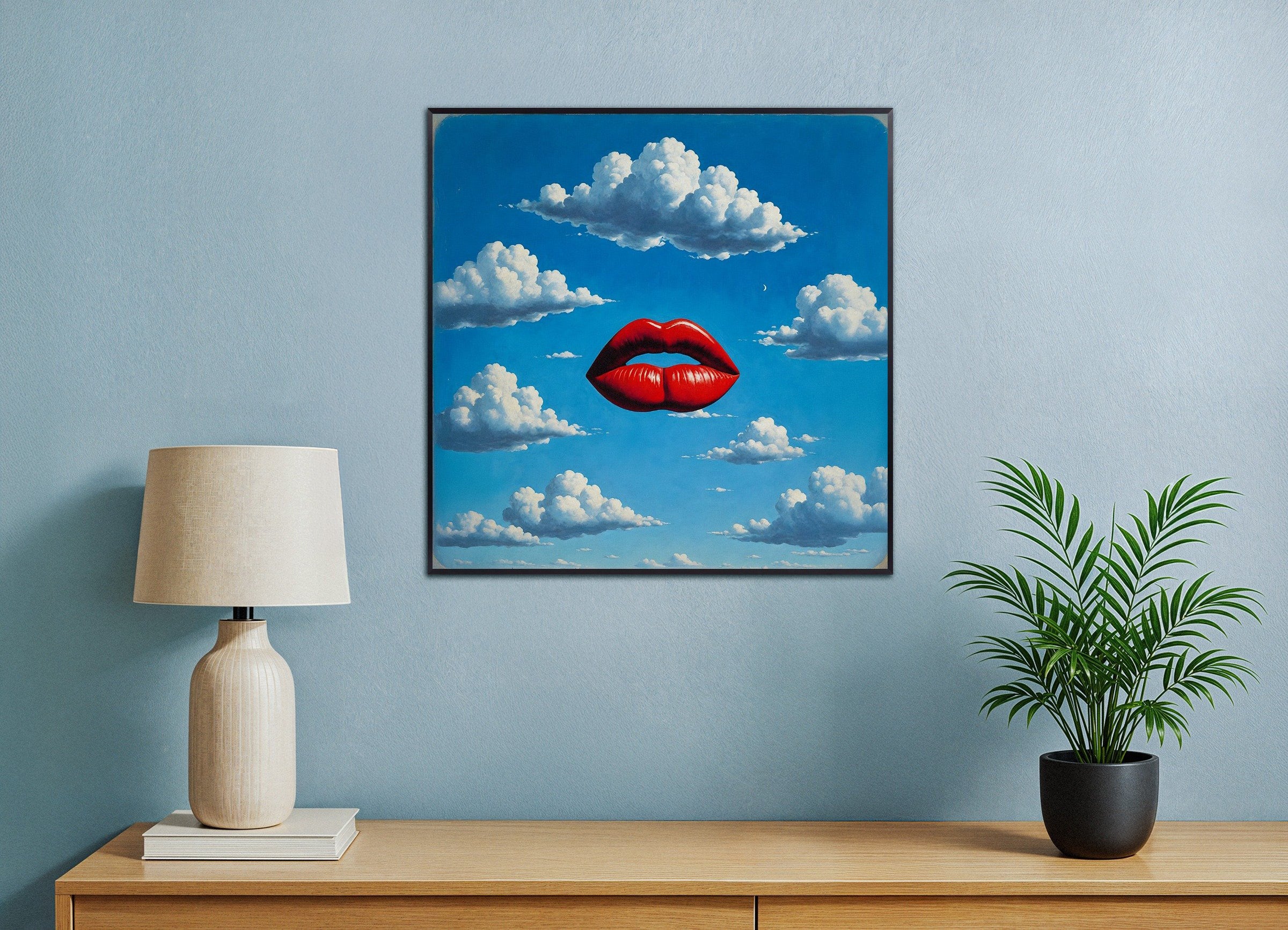 Red Lips Print – Whimsical Surrealism Artwork